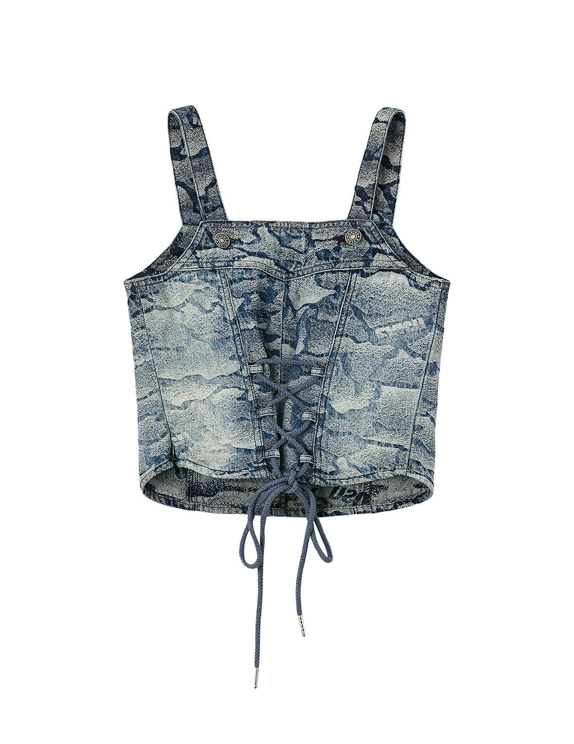 Allover Ishigaki Camouflage Jacquard Fashion Fit Denim Corset - 2