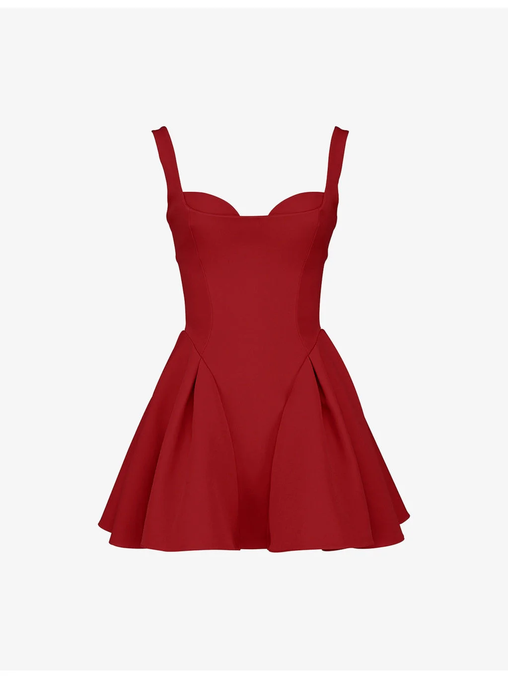 Bunny Sweetheart-Neck Flared-Skirt Stretch-Crepe Mini Dress - 1