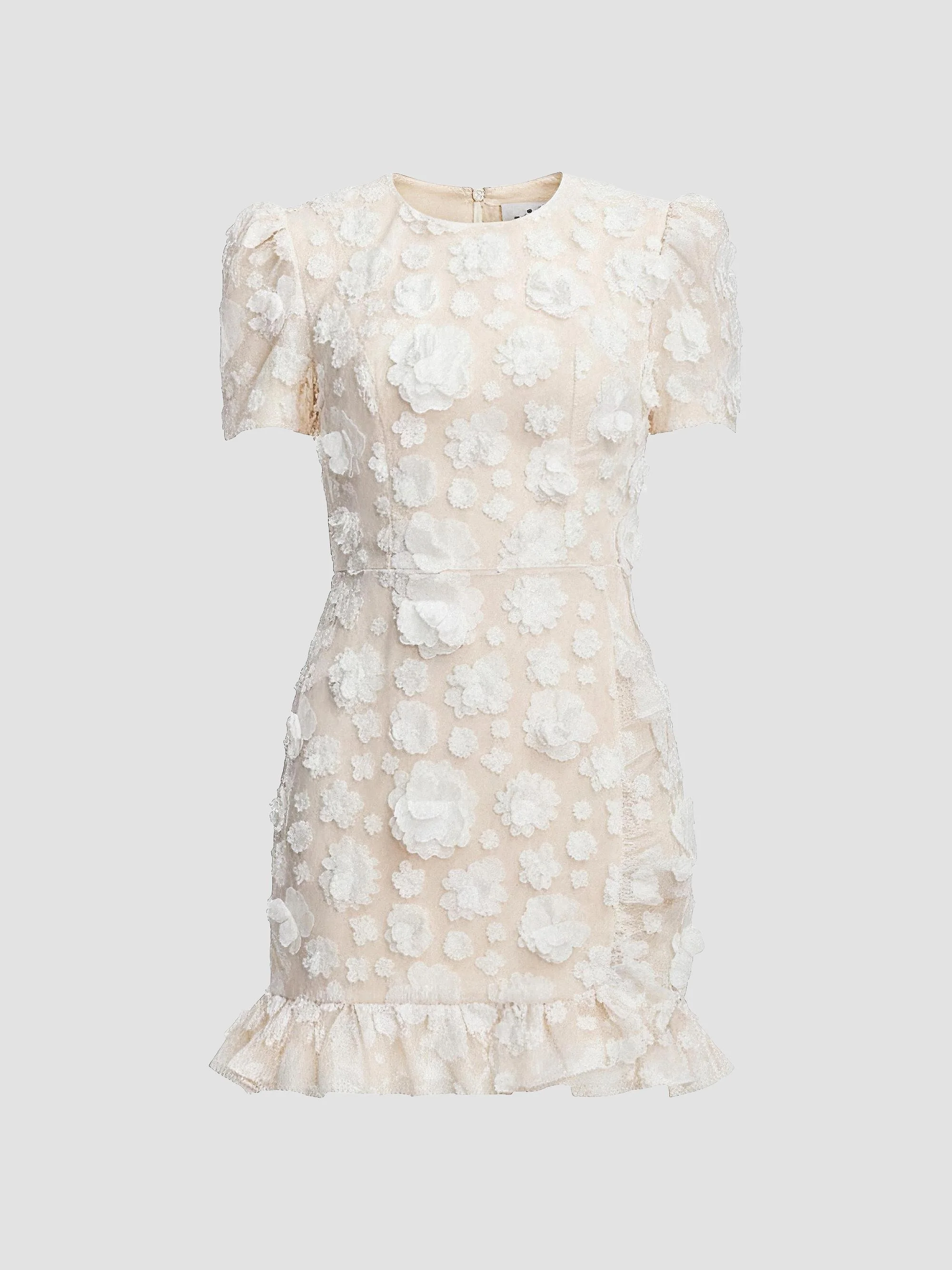 Women's Brittany Floral Appliqué Minidress - White - 1