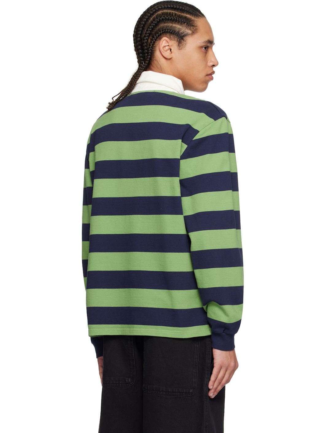 Green & Navy Striped Rugby Polo - 3
