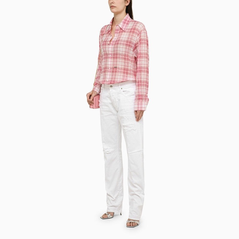 Dsquared2 White/Pink Checked Cotton Shirt Women - 2