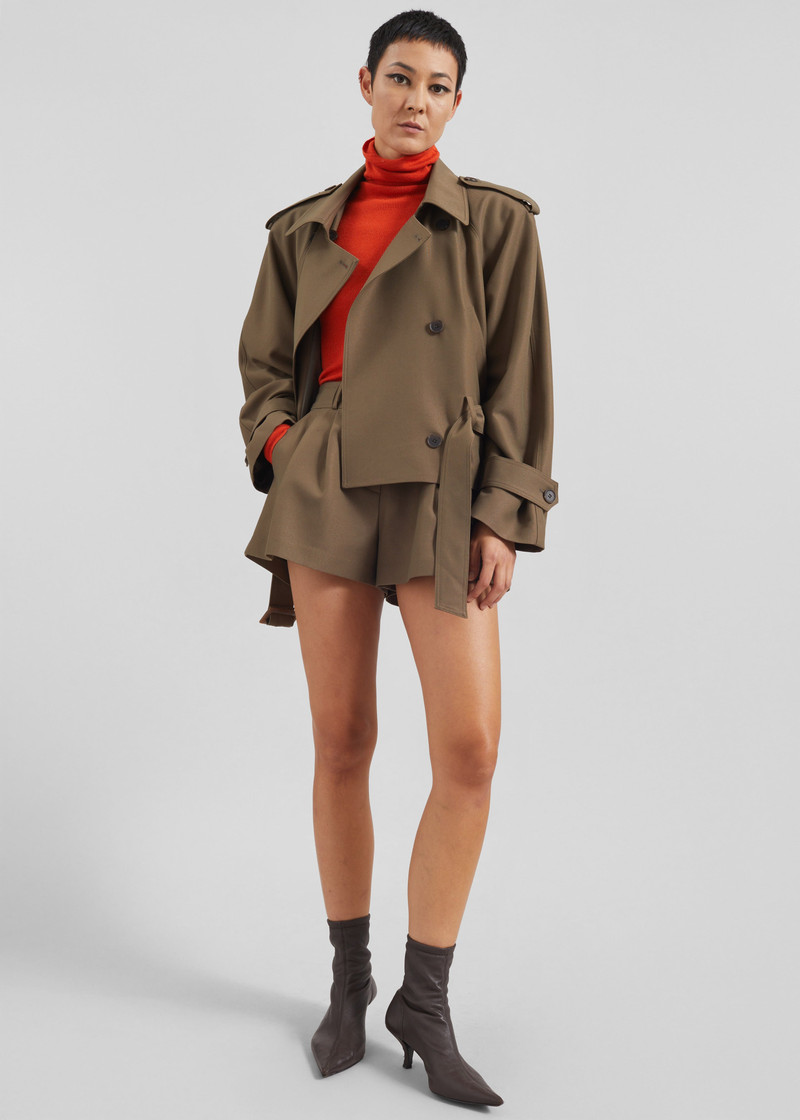 Kinsley Cropped Trench Jacket - Brown 4