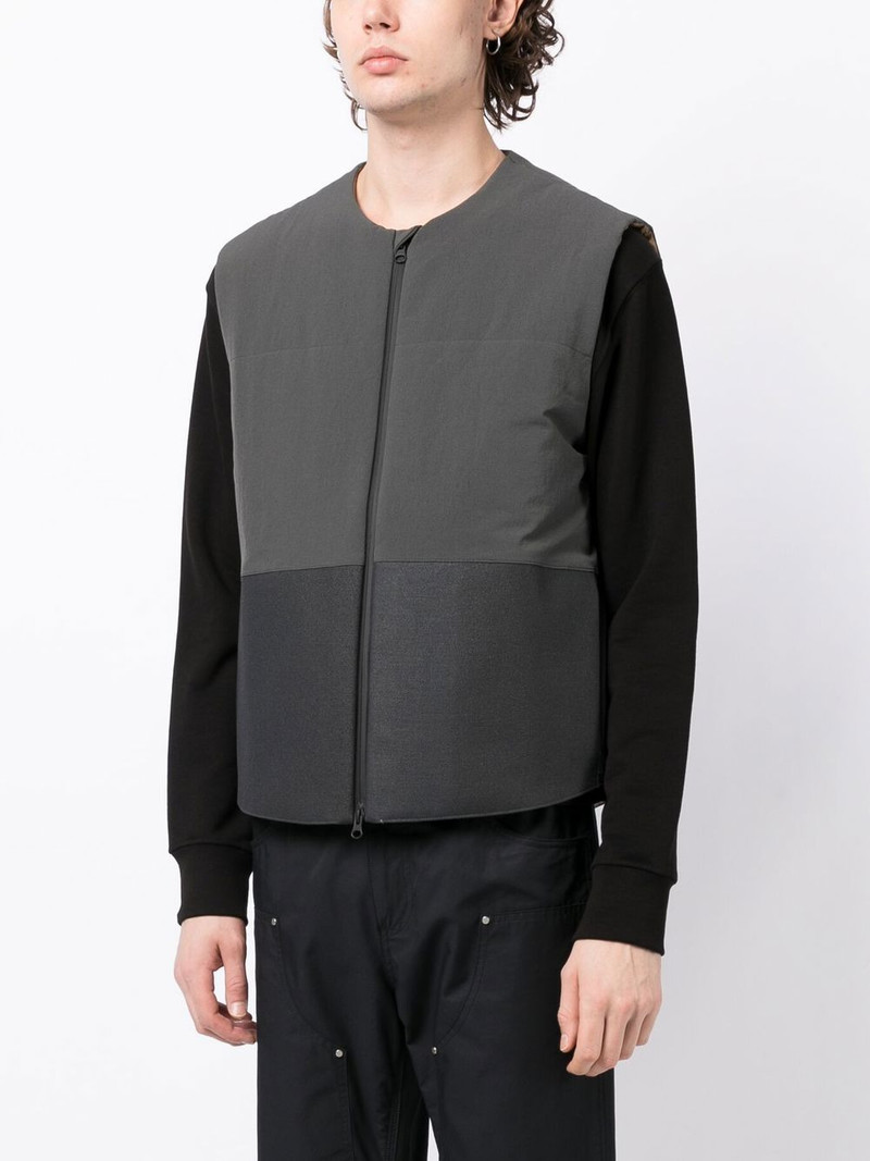 zip-up collarless gilet 3
