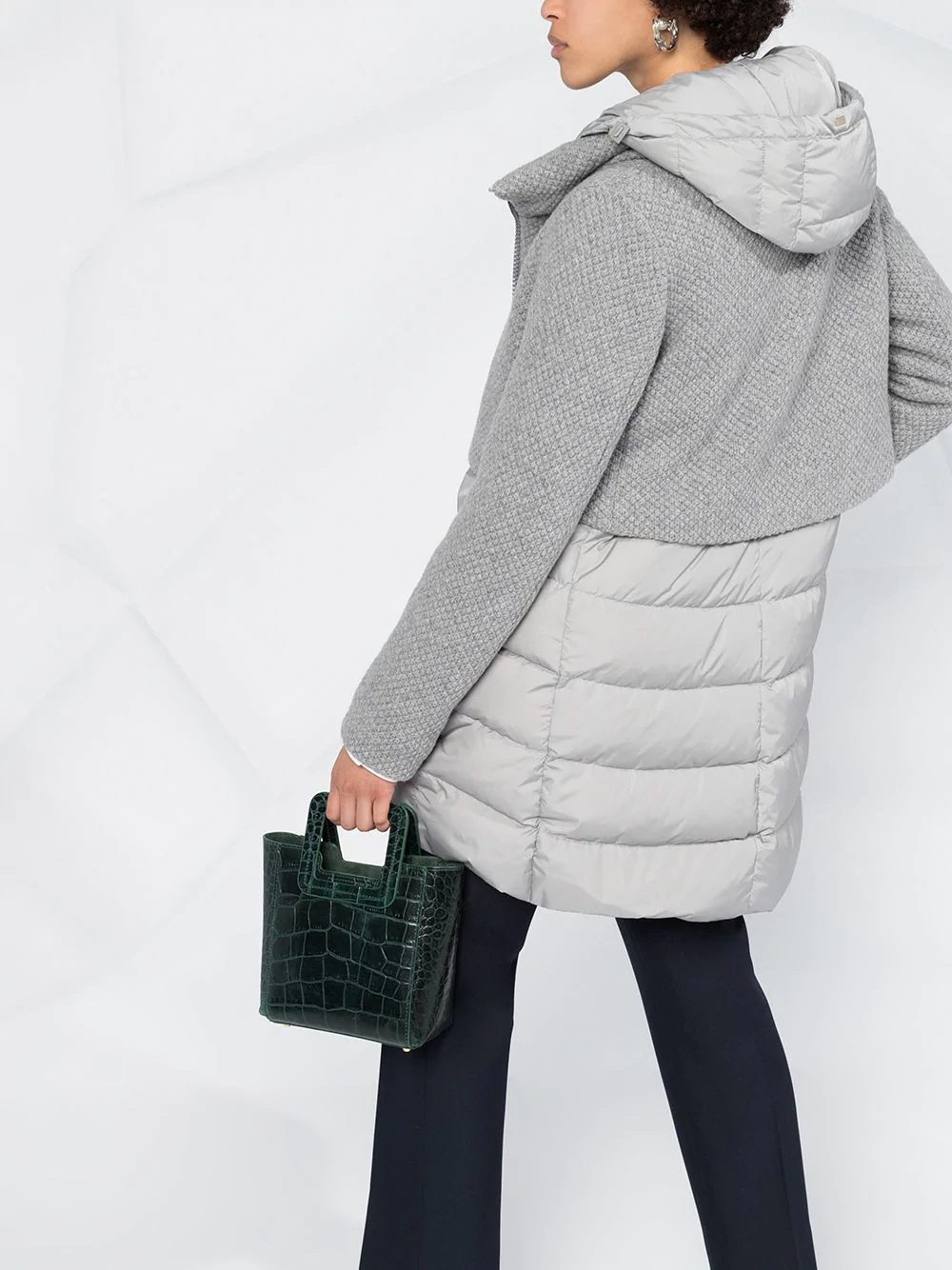 knitted-panel padded coat - 5