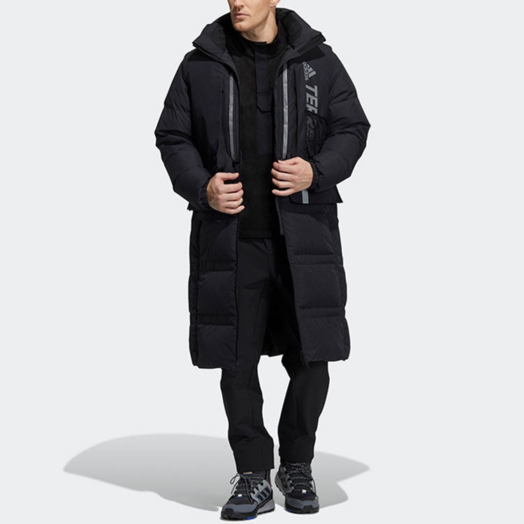 adidas Outdoor Sports Detachable Vest Long Hooded With Down Feather Jacket Black H13853 - 8