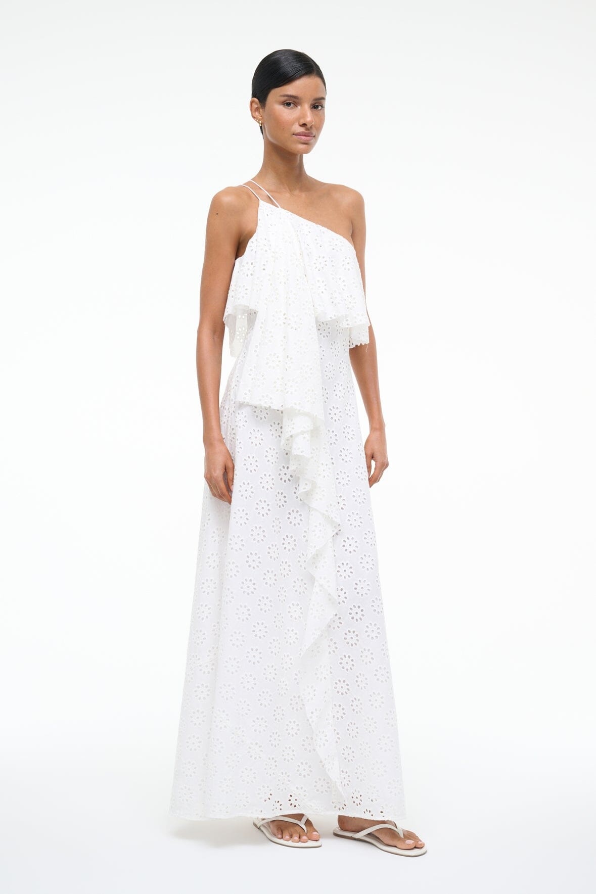 STAUD ISA DRESS WHITE EYELET - 4