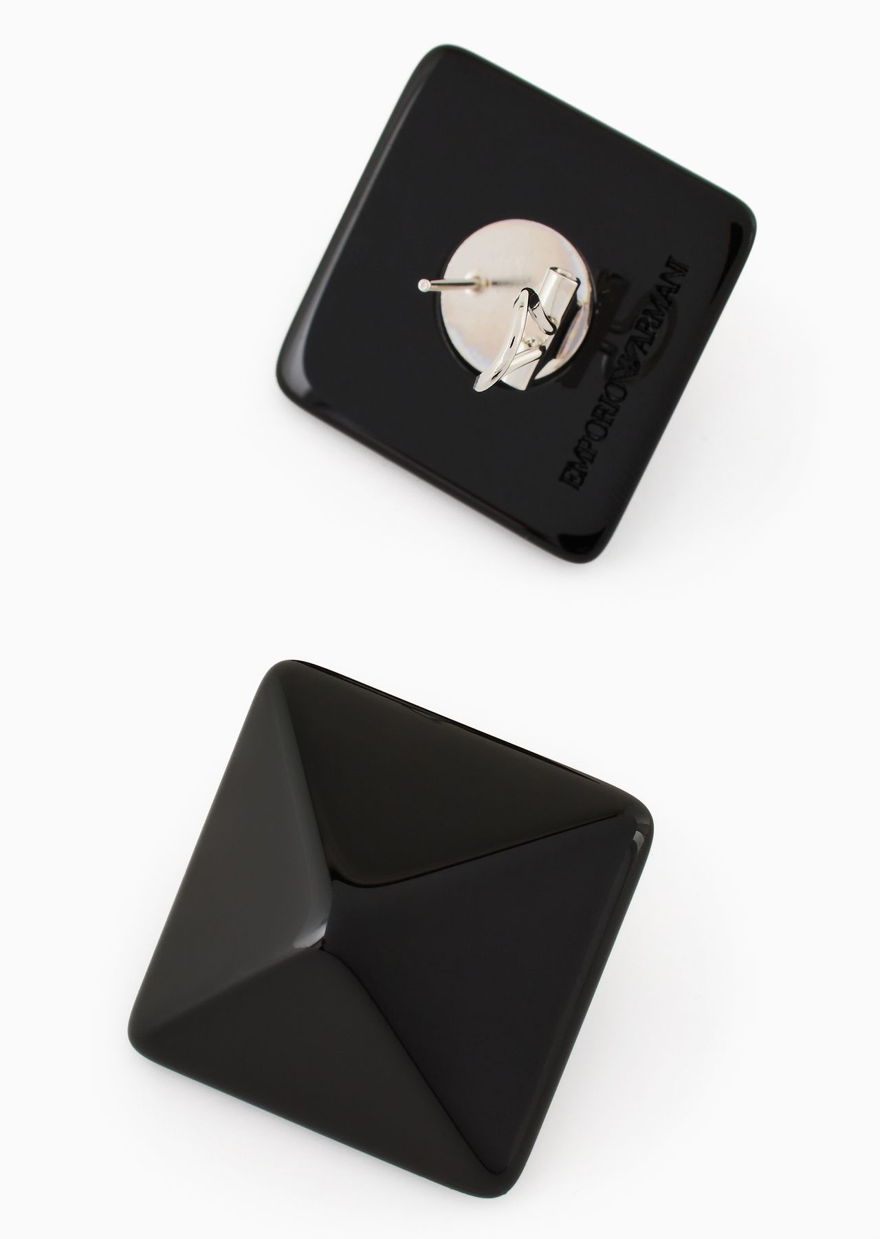 Oversize square faceted earrings - 2