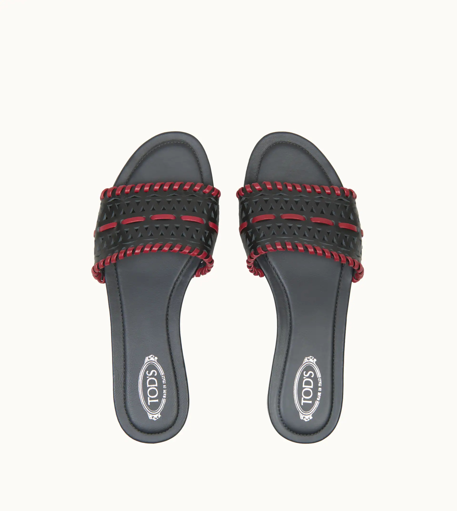 SANDALS IN LEATHER - BLACK, RED - 3