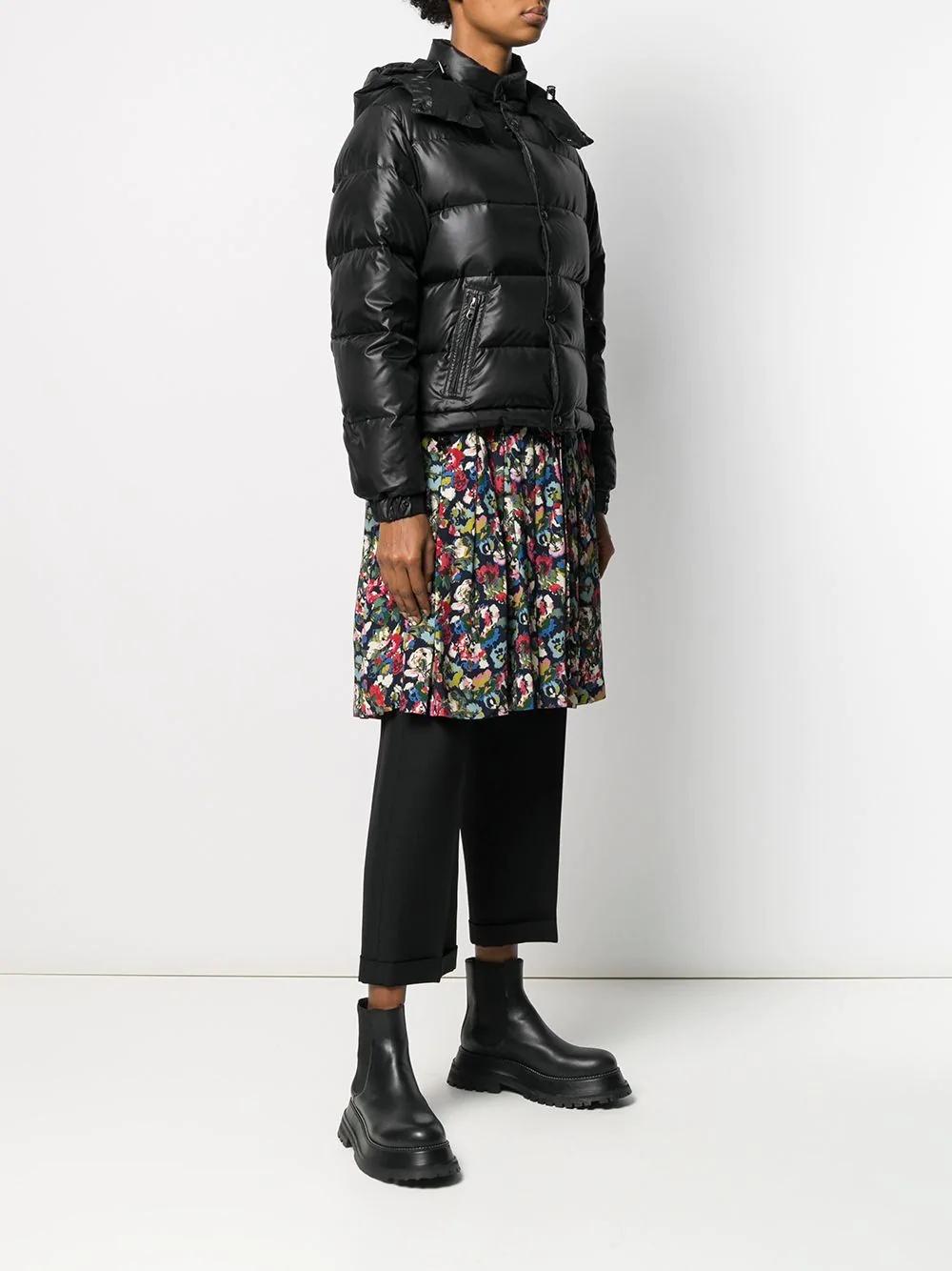 floral print peplum puffer jacket - 3