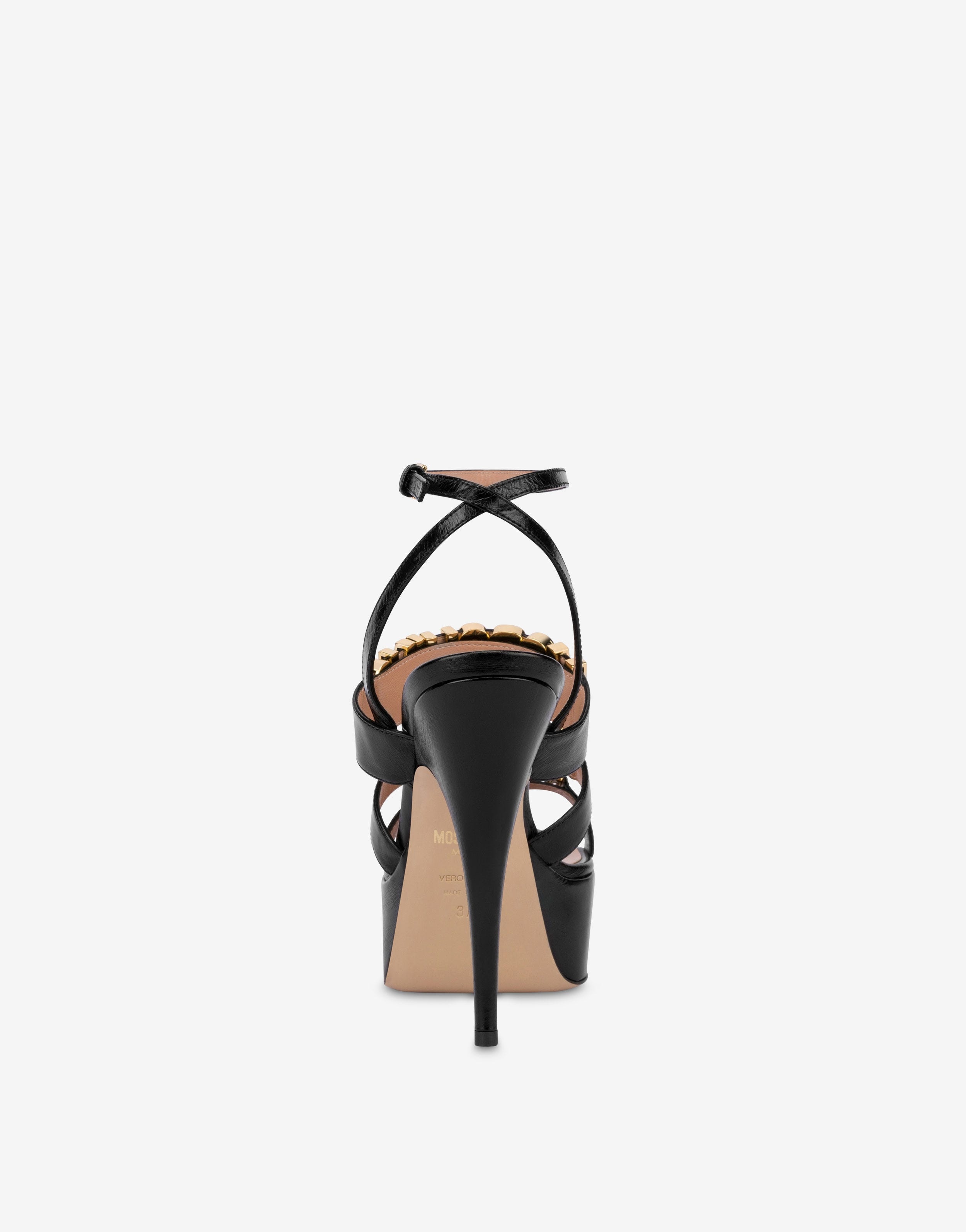 DEGRADÉ METAL LOGO HIGH-HEELED CALFSKIN SANDALS - 3