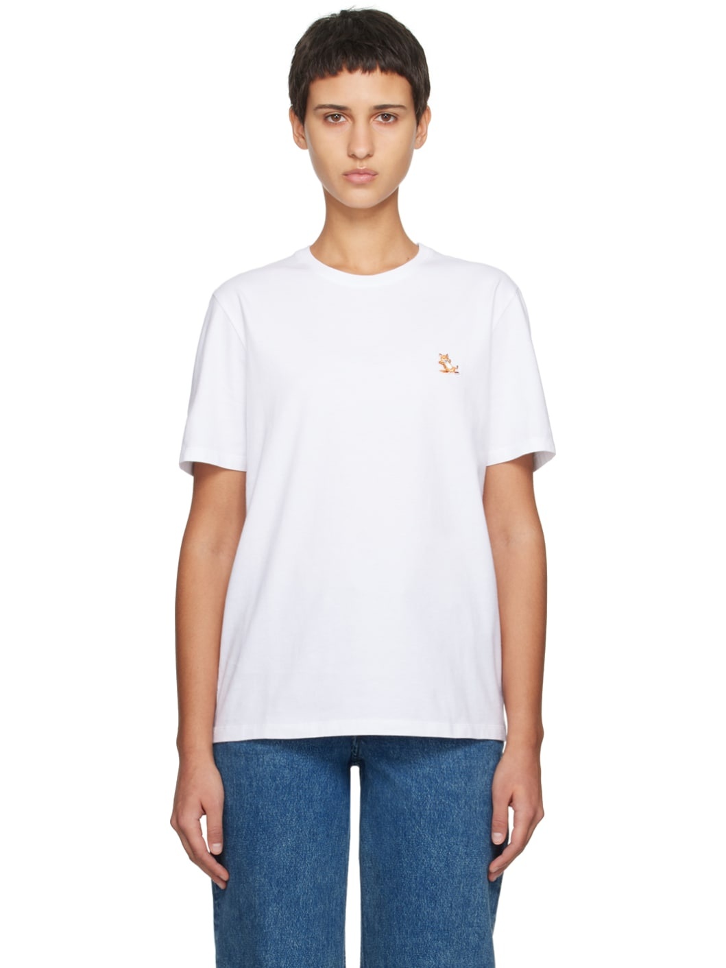 White Chillax Fox Patch T-Shirt - 1