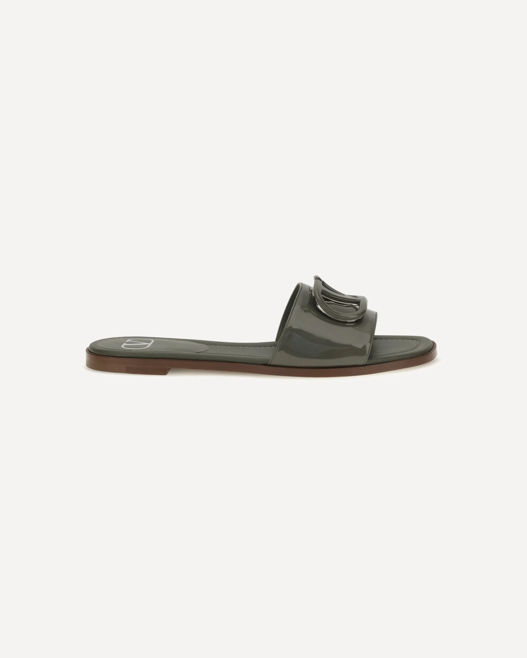 VLogo patent leather Slide Sandals - 1