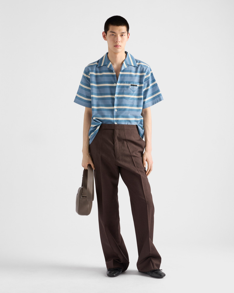 Prada Striped cotton bowling shirt outlook