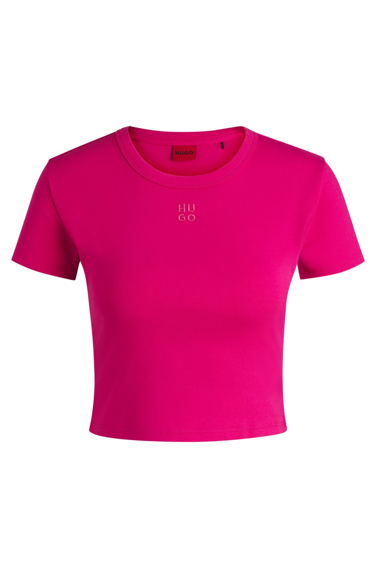 CROPPED SLIM-FIT T-SHIRT WITH STACKED LOGO - 1