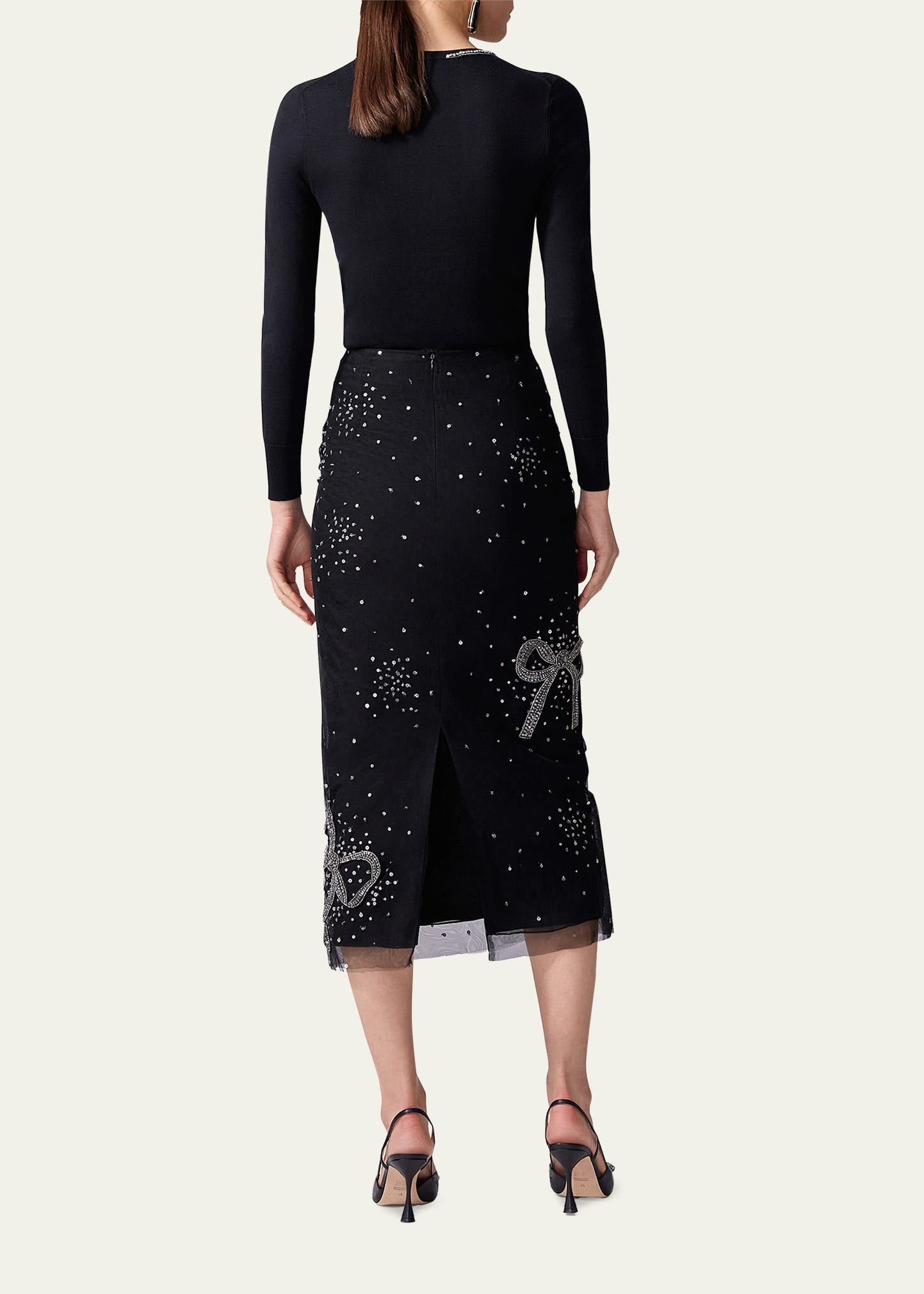 Bow Embellished Midi Skirt - 3