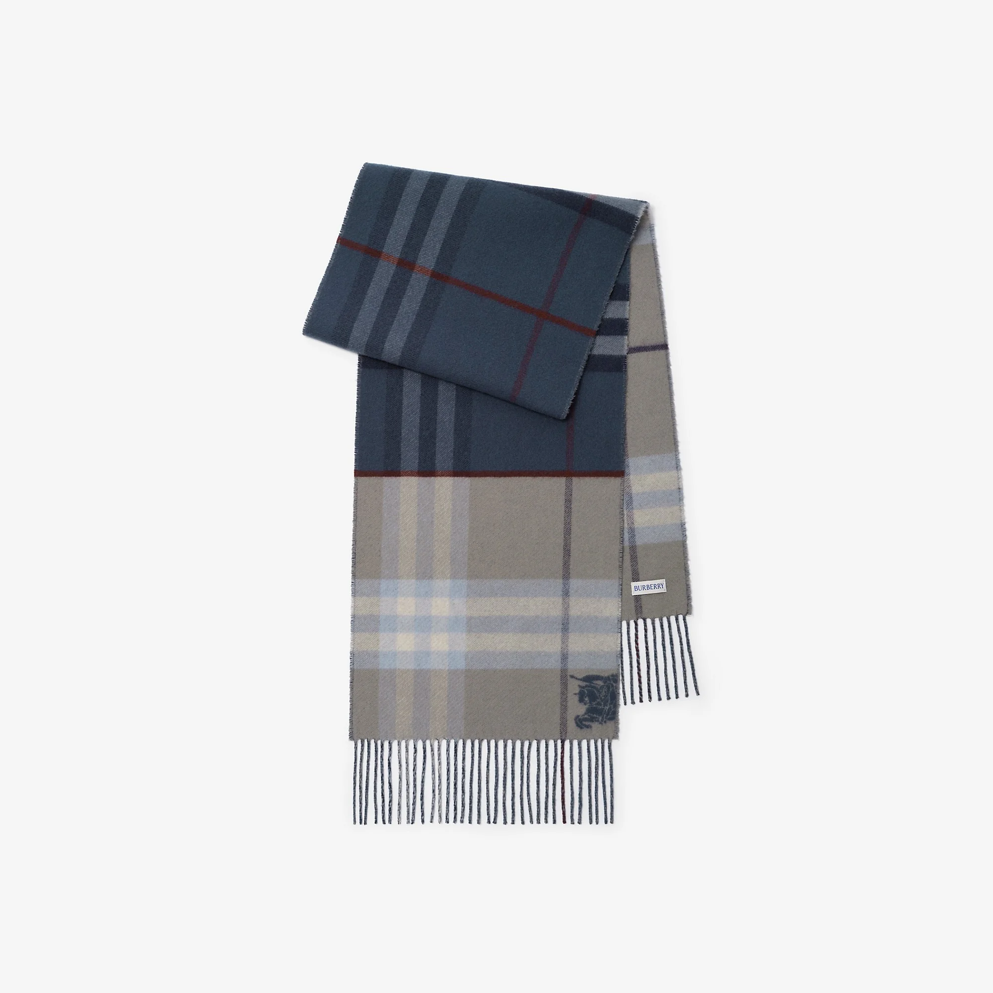 Contrast Check Cashmere Scarf - 1