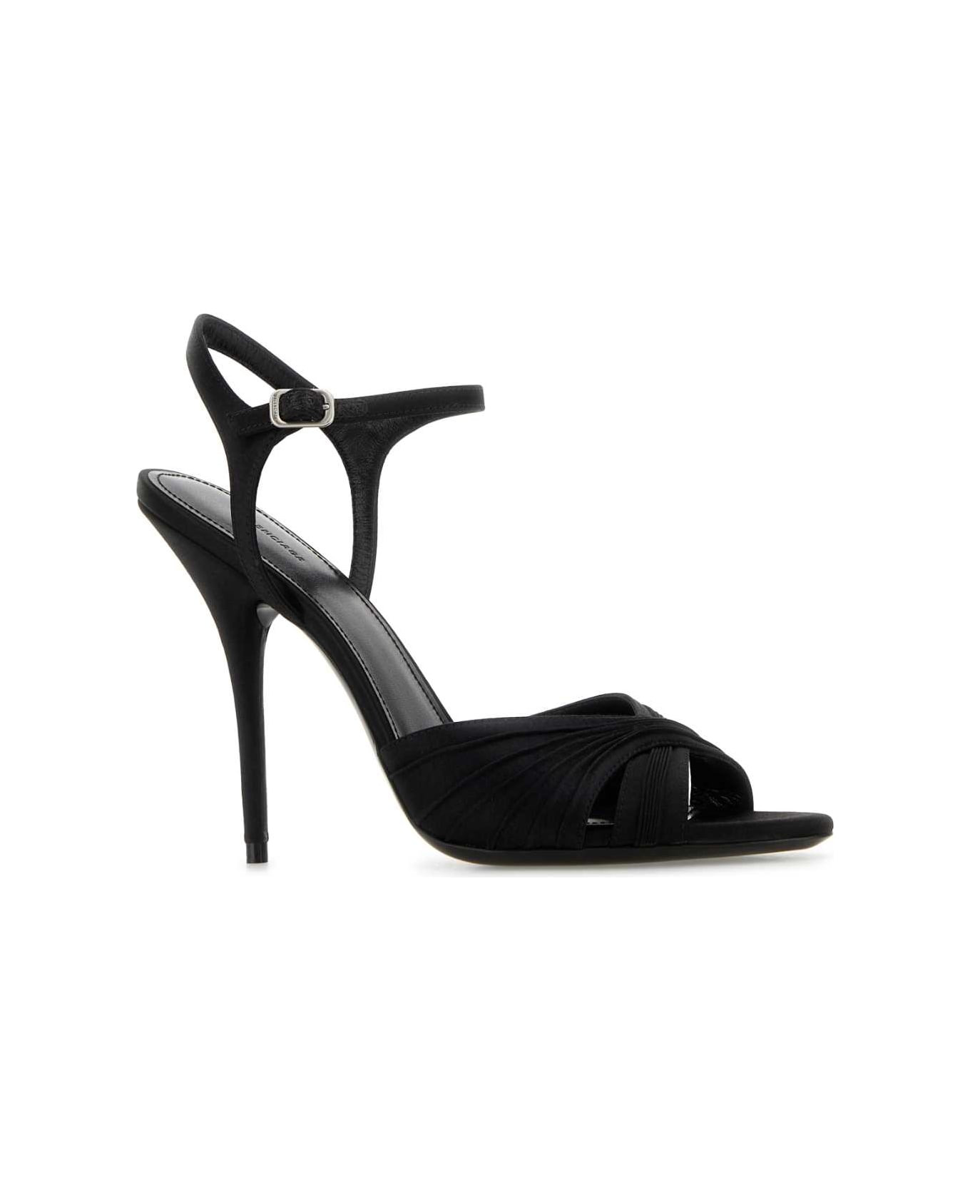 Black Satin Dynastie Sandals - 2
