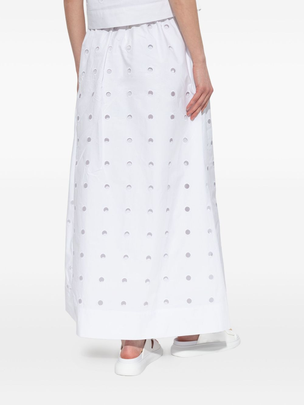 open-cut dots midi A-line skirt - 4