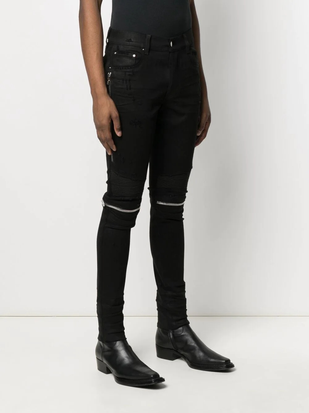 wax-coated mid-rise slim jeans - 3