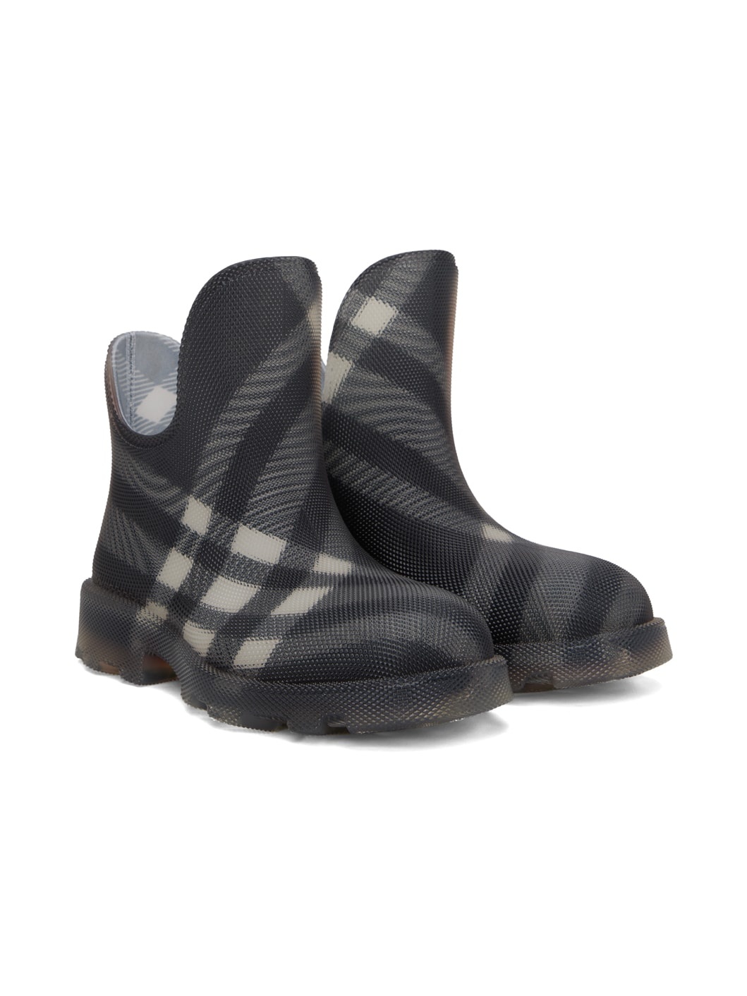 Black Check Rubber Marsh Low Boots - 4