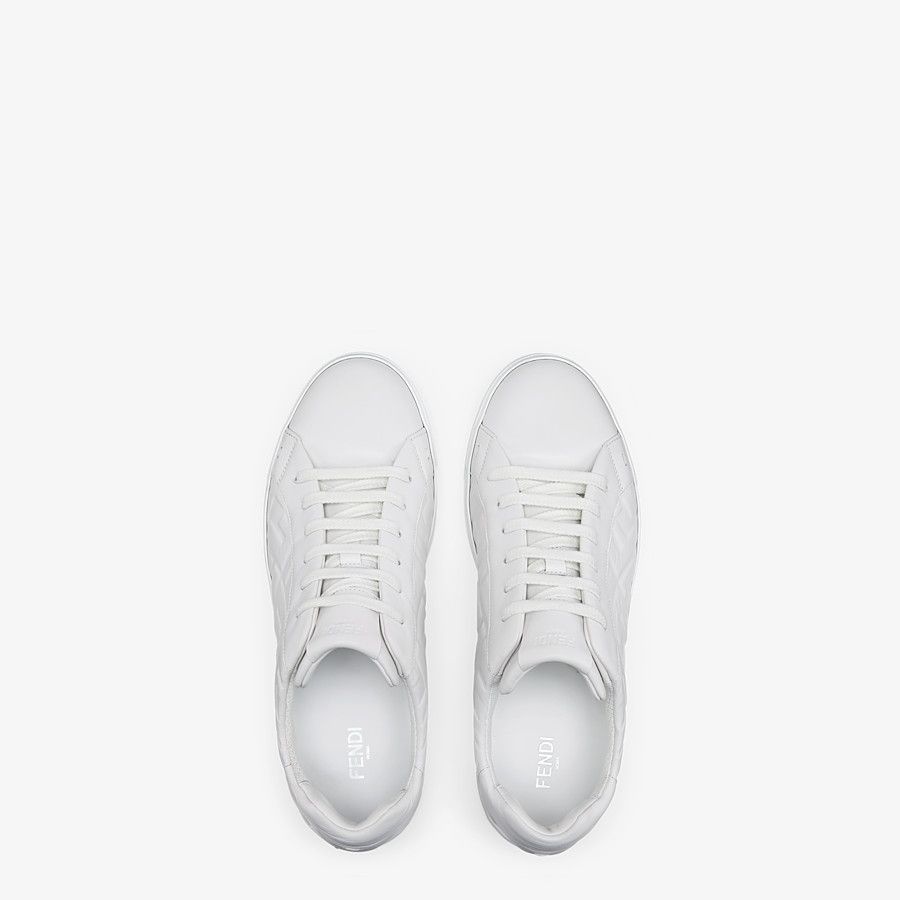 White nappa leather low-tops - 4