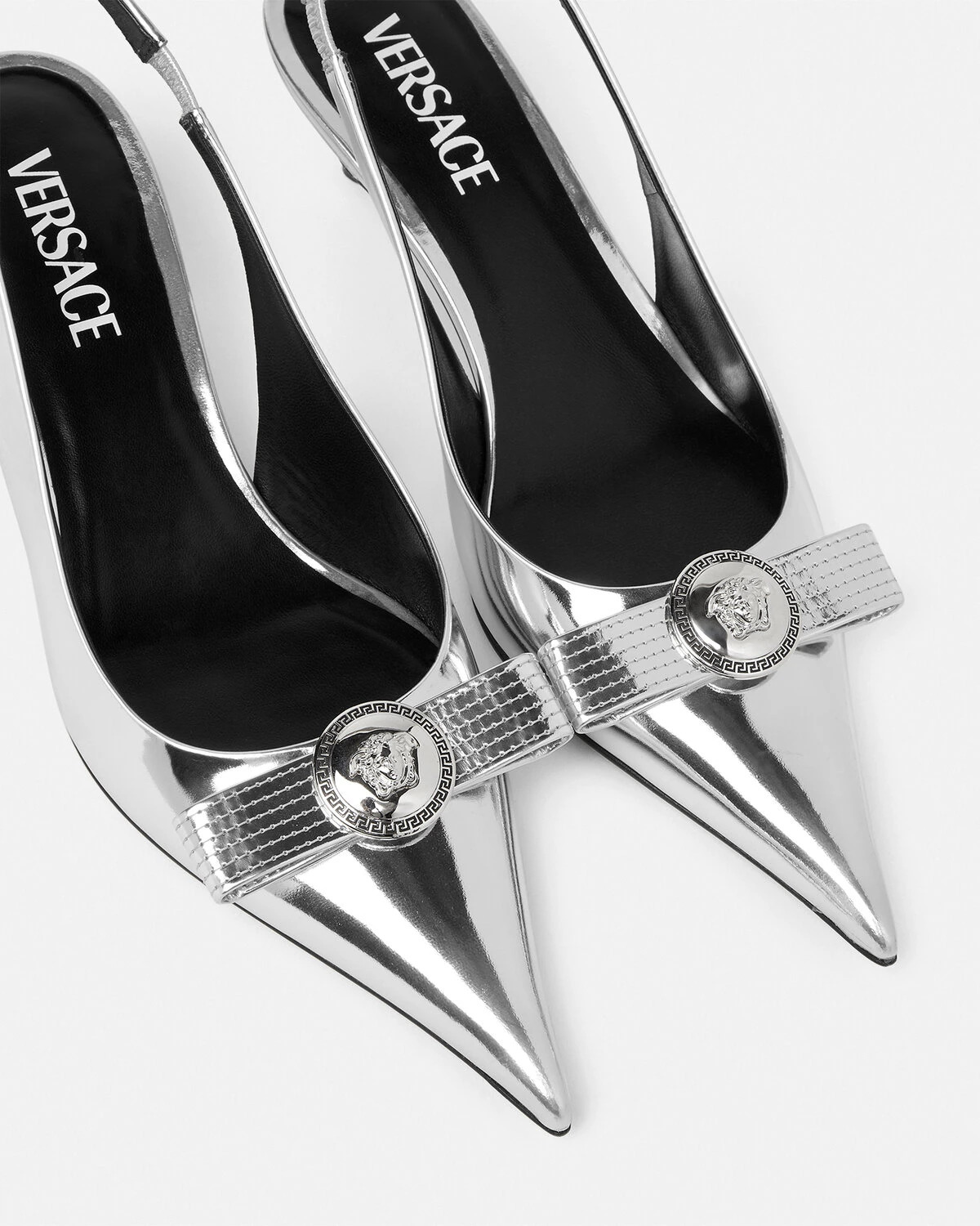 Gianni Ribbon Metallic Slingback Pumps 45 mm - 5