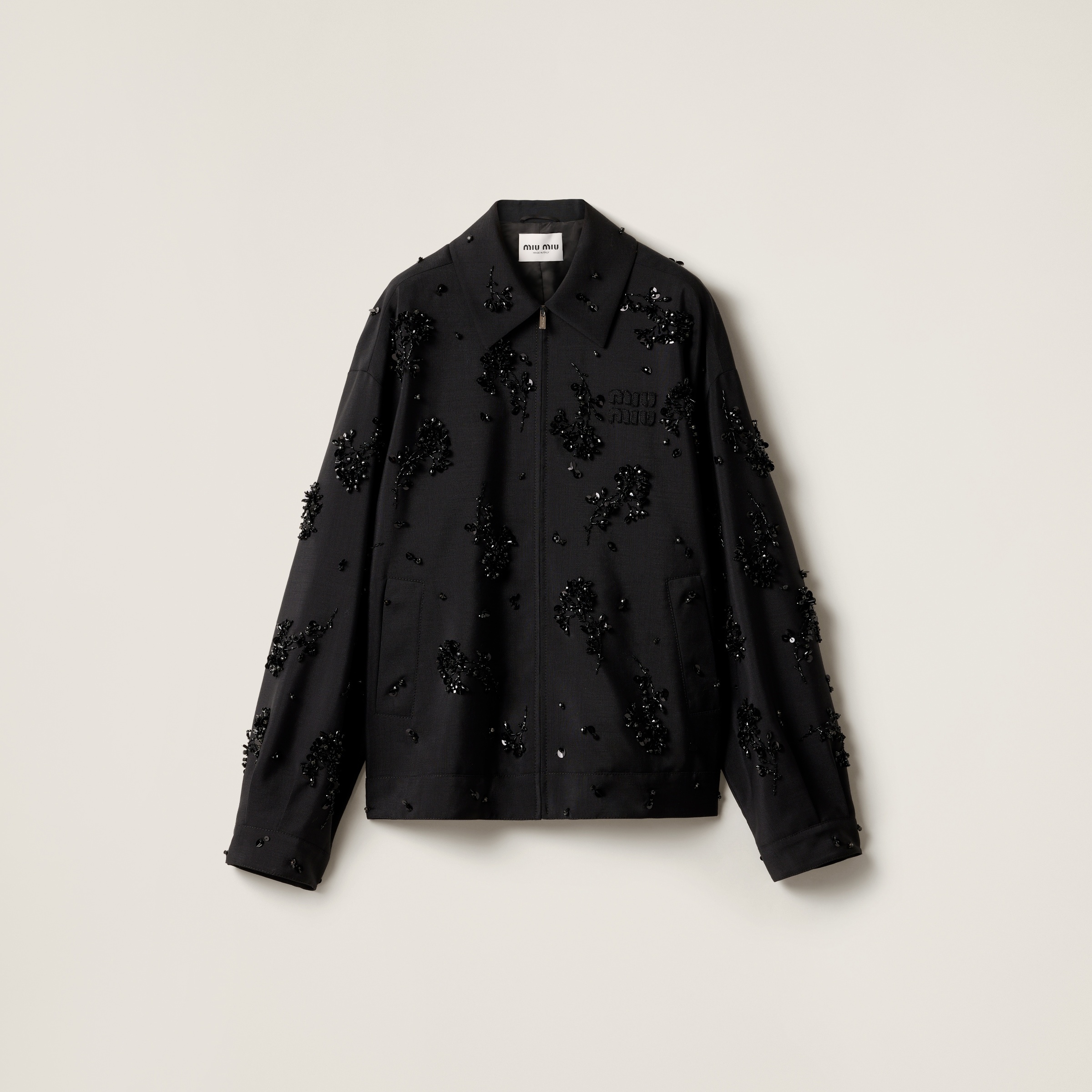 Embroidered kid mohair blouson jacket - 1