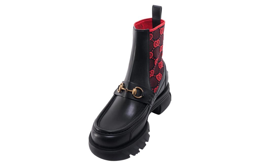 Gucci Horsebit GG Jersey Boot 'Black Red' 718708-AAA4Y-1071 - 5