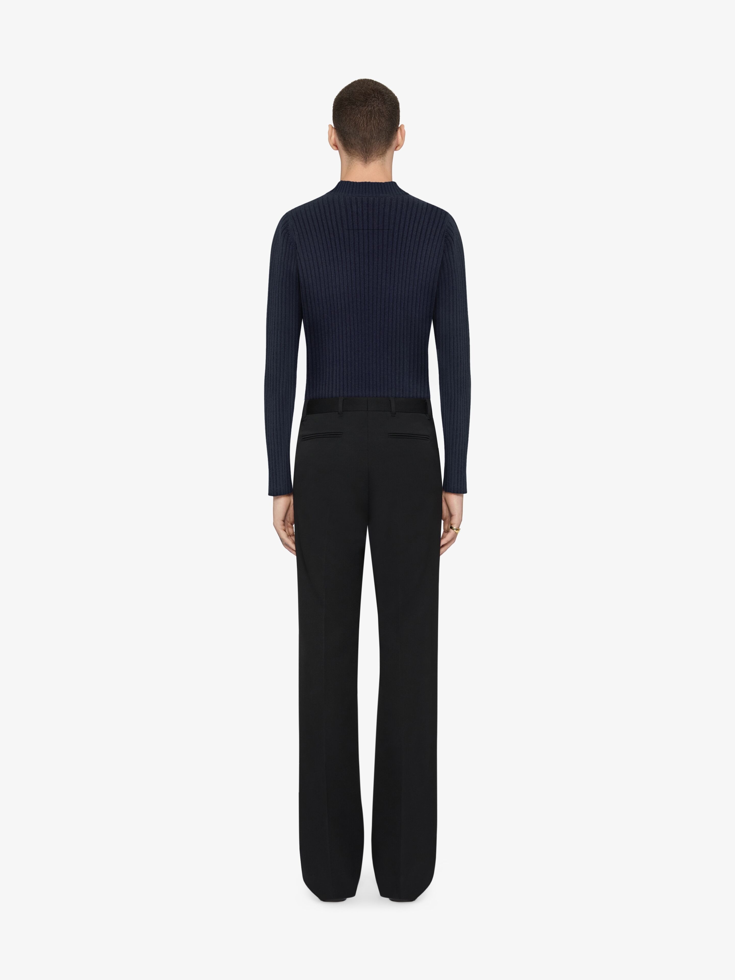 SLIM FIT SWEATER IN CASHMERE WITH LACES - 3
