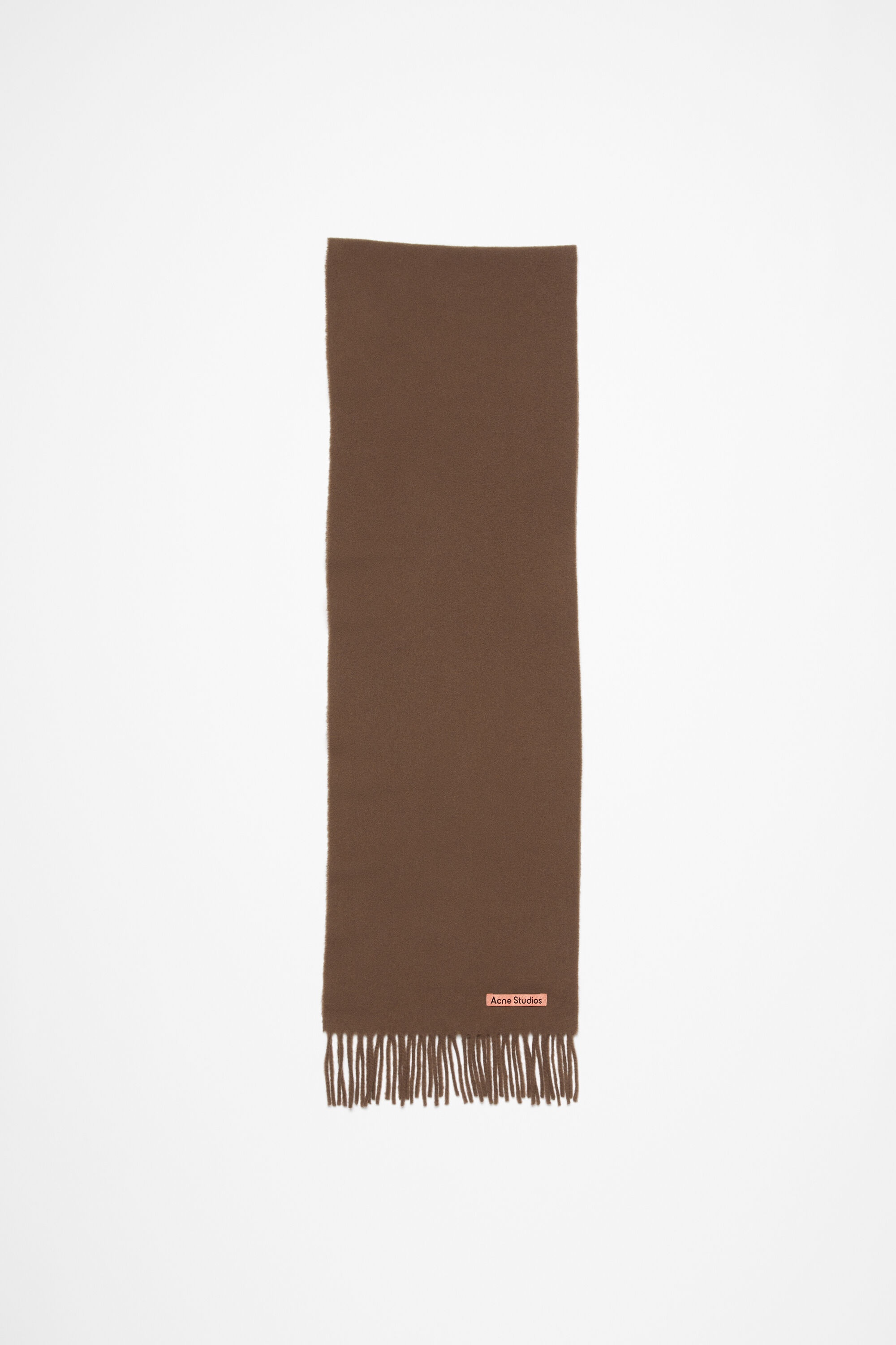 Fringe wool scarf - skinny - Chocolate brown - 1