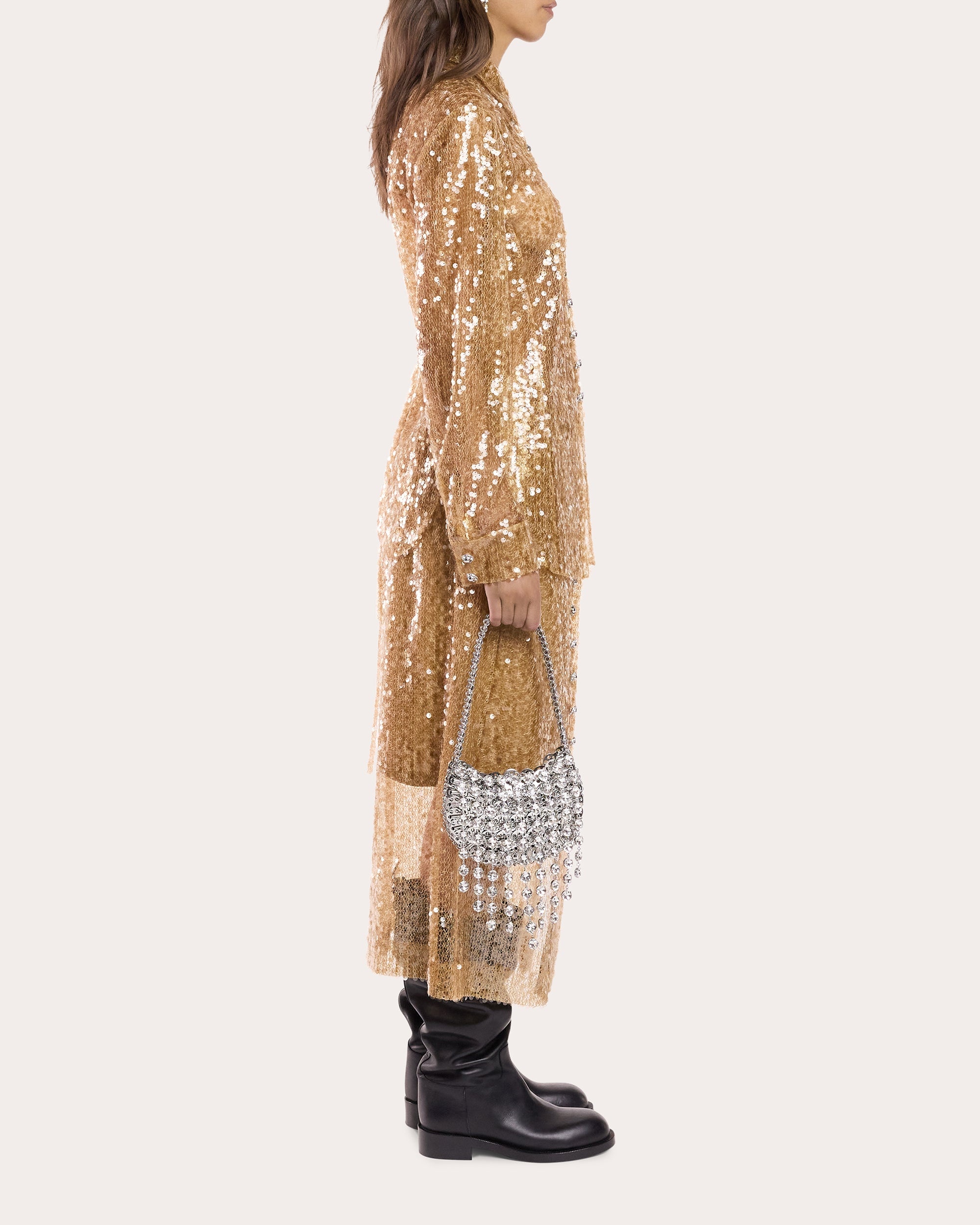 Embellished Sequin-Embroidered Midi Skirt - 4