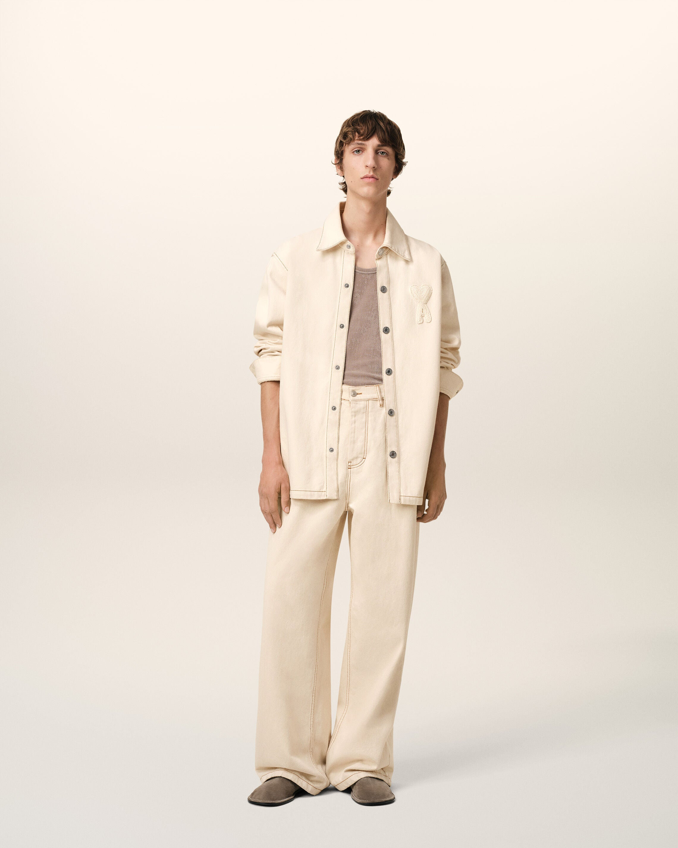 BEIGE COTTON AMI DE COEUR OVERSHIRT - 2