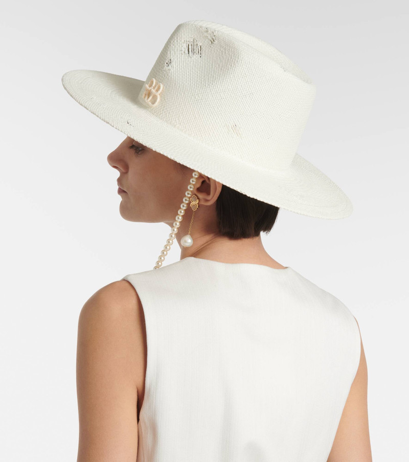 RUSLAN BAGINSKIY Faux pearl-embellished straw fedora outlook