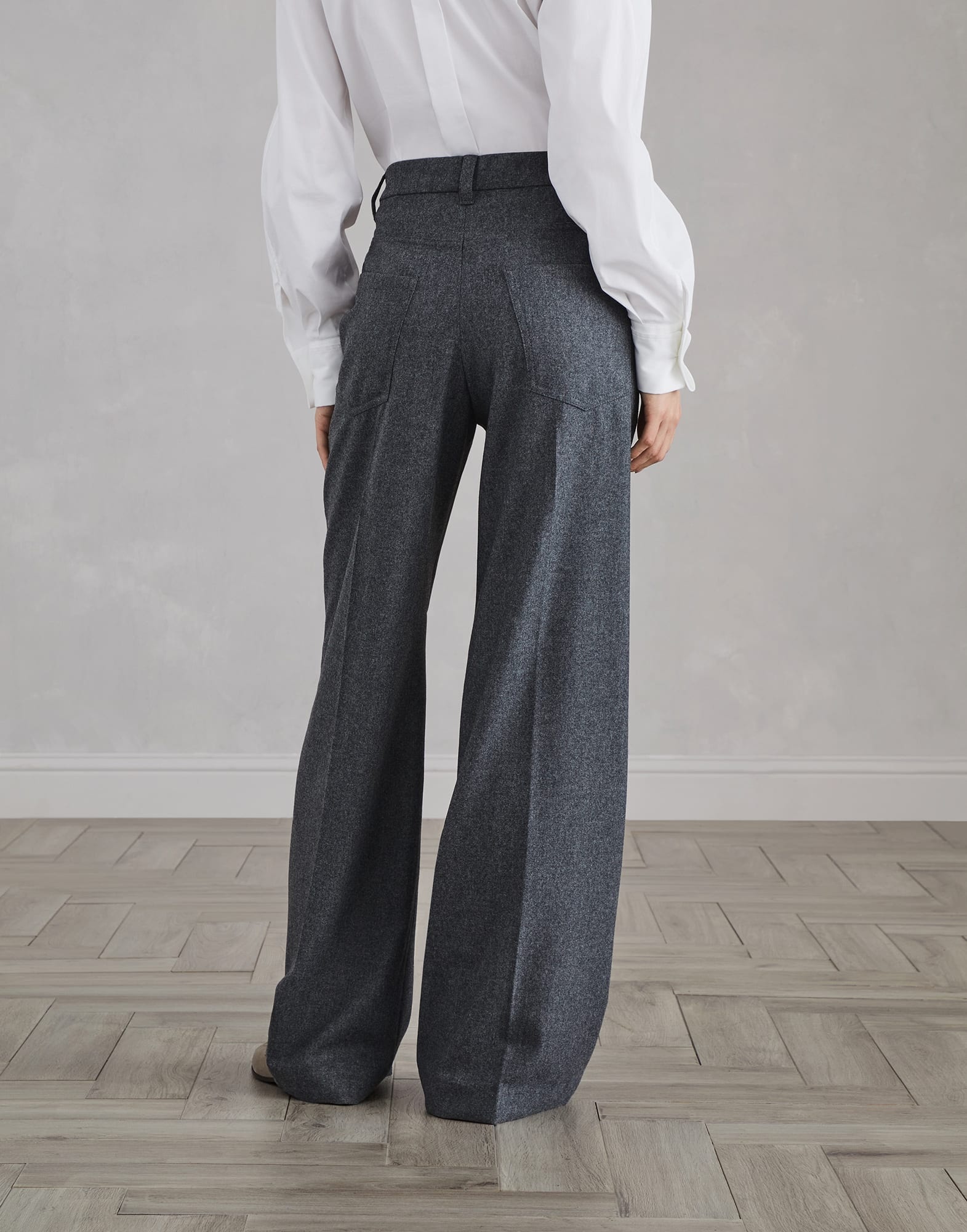 Virgin wool and cashmere flannel loose trousers - 2