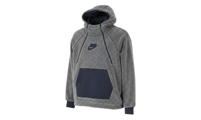 Sportswear Sherpa Pullover Hoodie WMNS "Atmosphere Grey / Dark Obsidian" AJ7284 027 1
