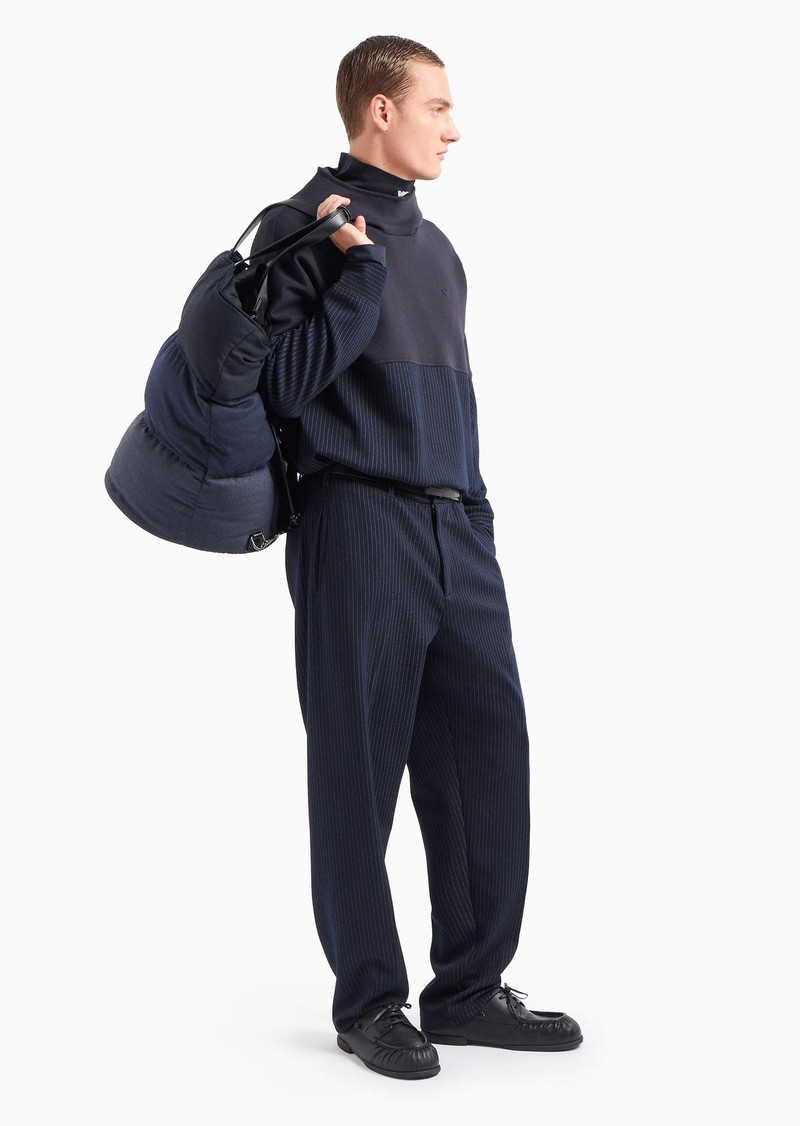 EMPORIO ARMANI Pinstriped viscose-blend jersey trousers outlook