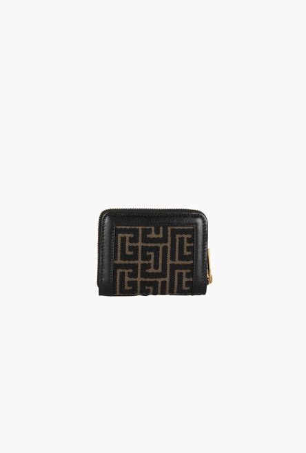 Bicolor jacquard 1945 coin pouch with black leather panels - 2