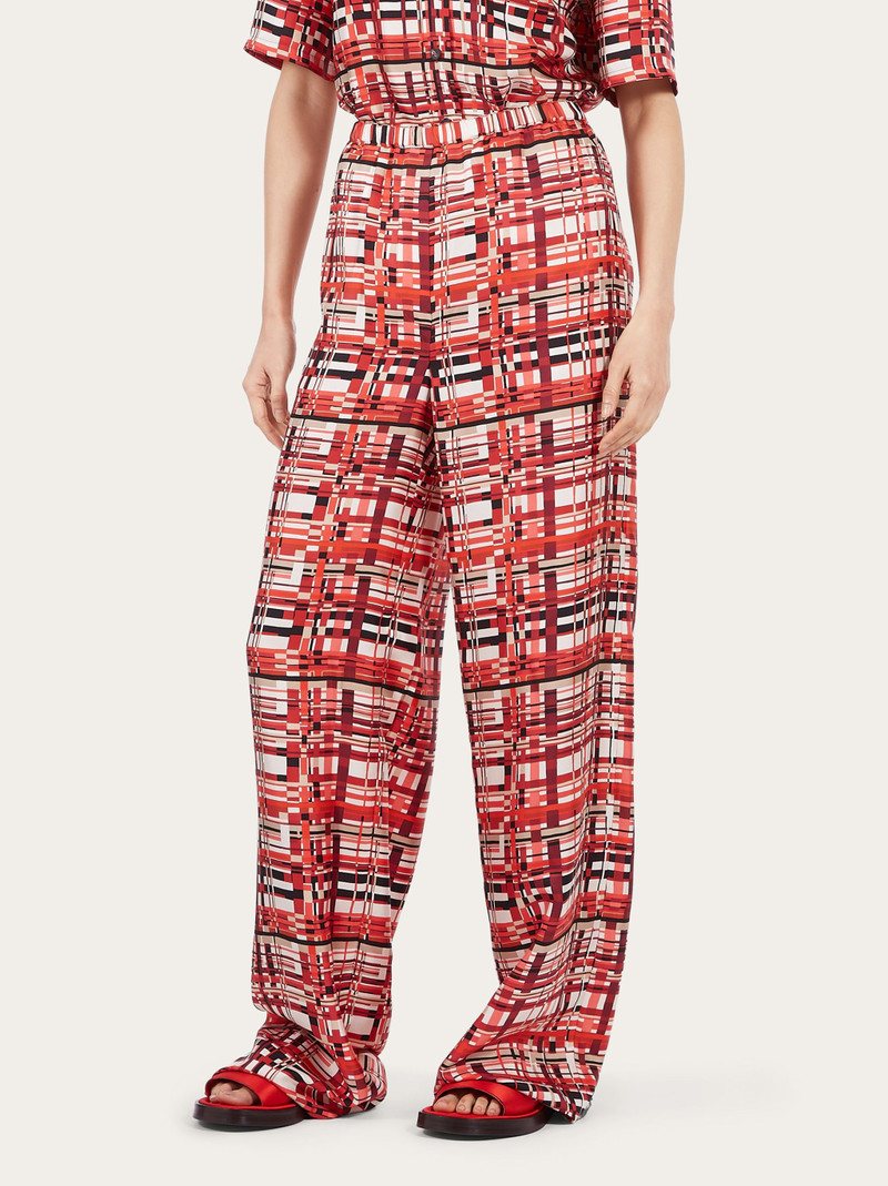 FERRAGAMO Check print wide leg trouser outlook