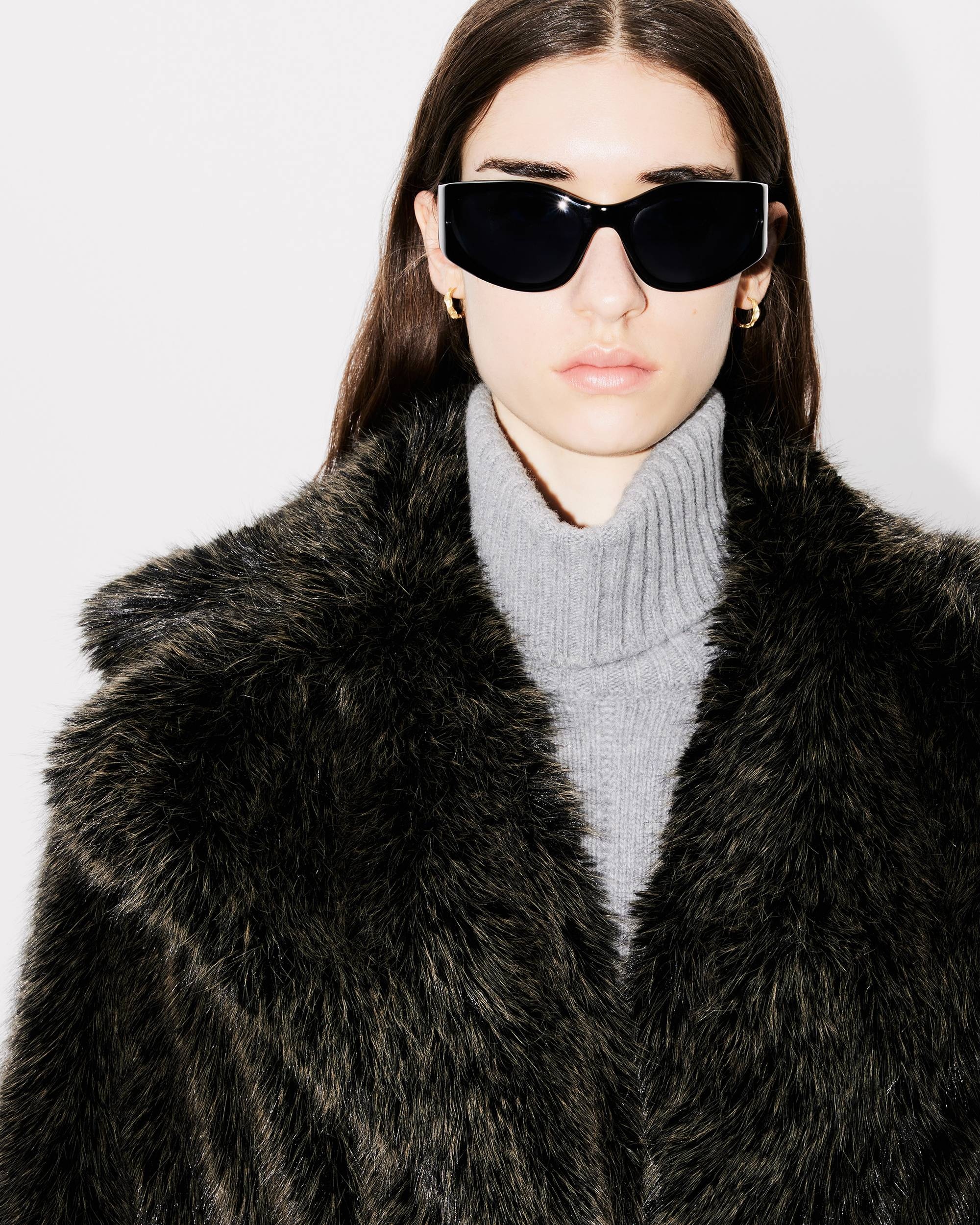 Long fake fur belted coat - 7