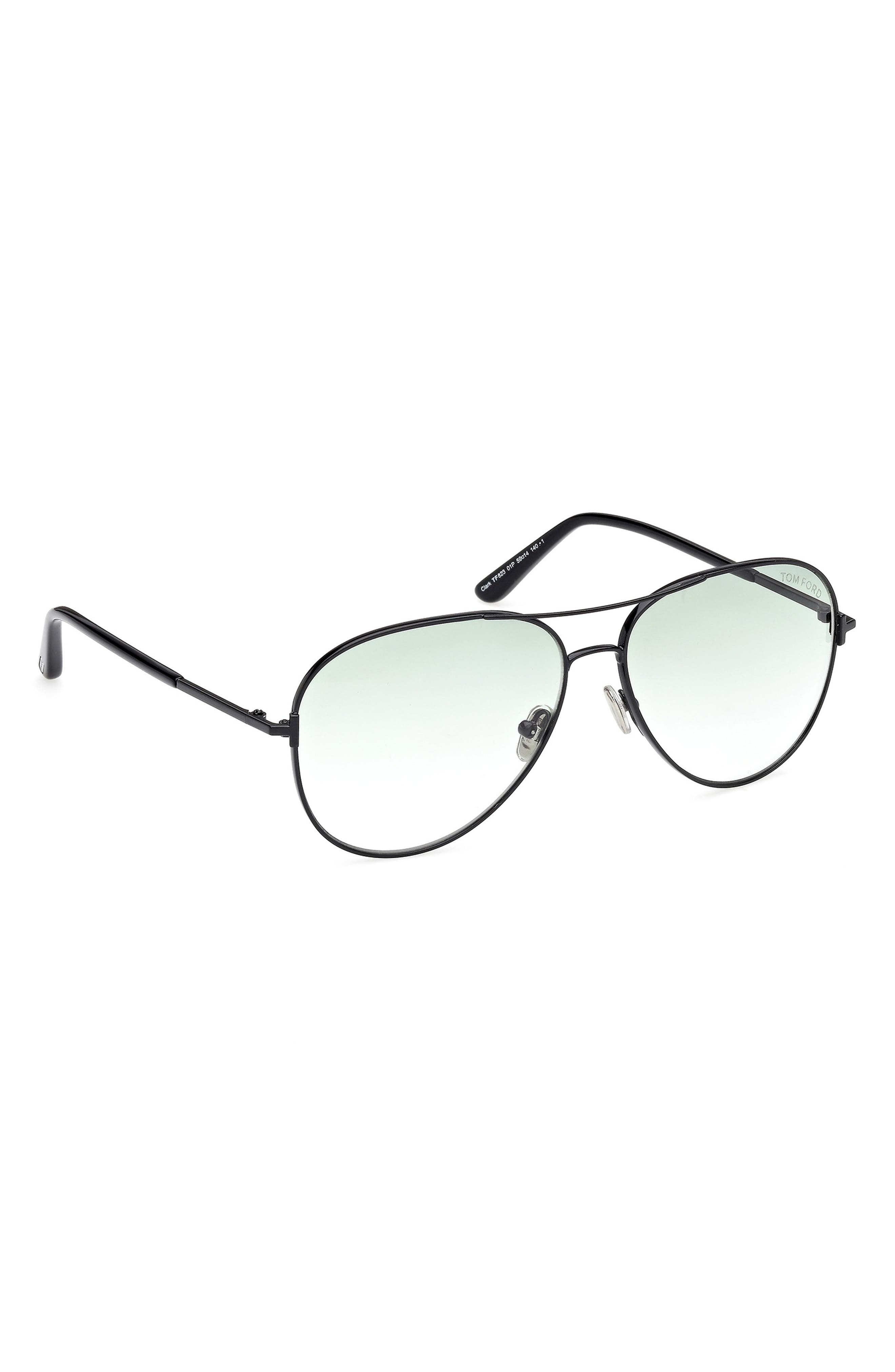 TOM FORD Clark 59mm Gradient Pilot Sunglasses in Shiny Black /Gradient Green at Nordstrom - 6
