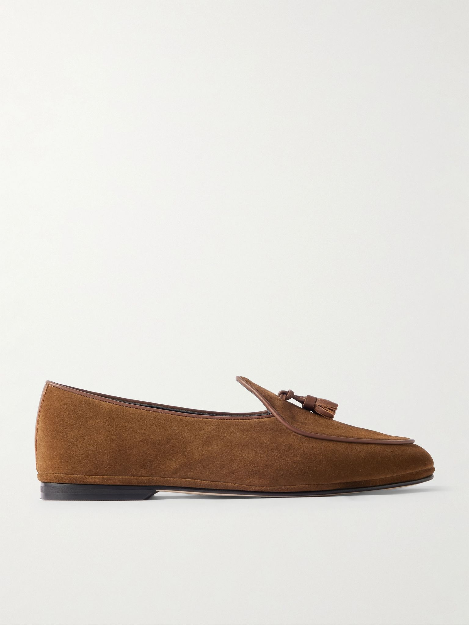 Marphy Tasselled Leather-Trimmed Suede Loafers Brown - 1