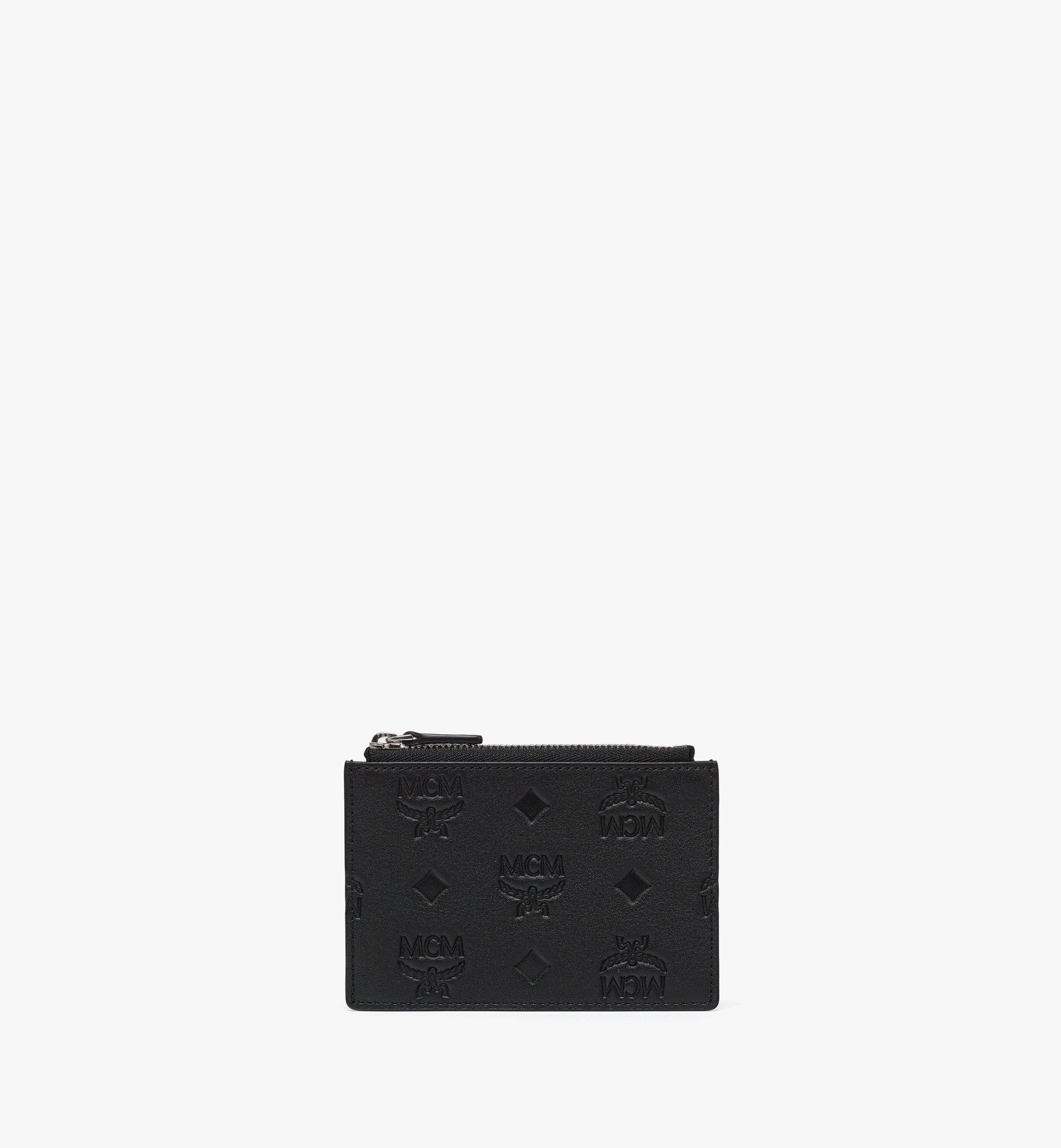 Aren Zip Card Case in Embossed Monogram Leather - 1