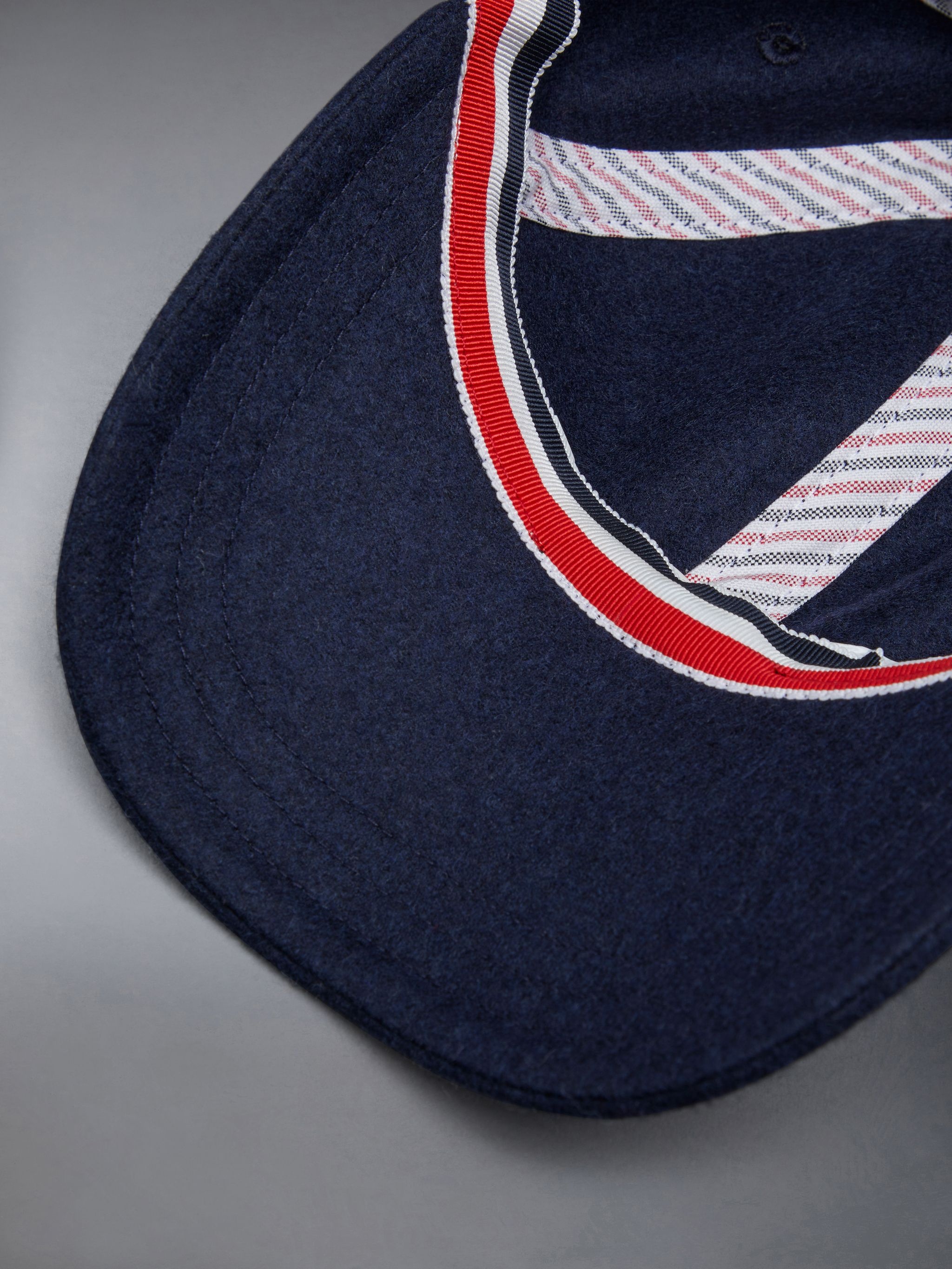 Thom Browne Wool Flannel Grosgrain Bow Baseball Cap | REVERSIBLE