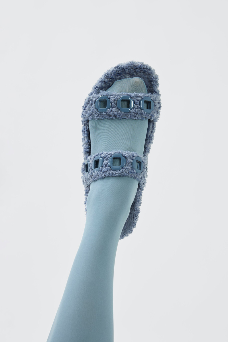 Larroudé Milan Slide In Blue Faux Fur outlook