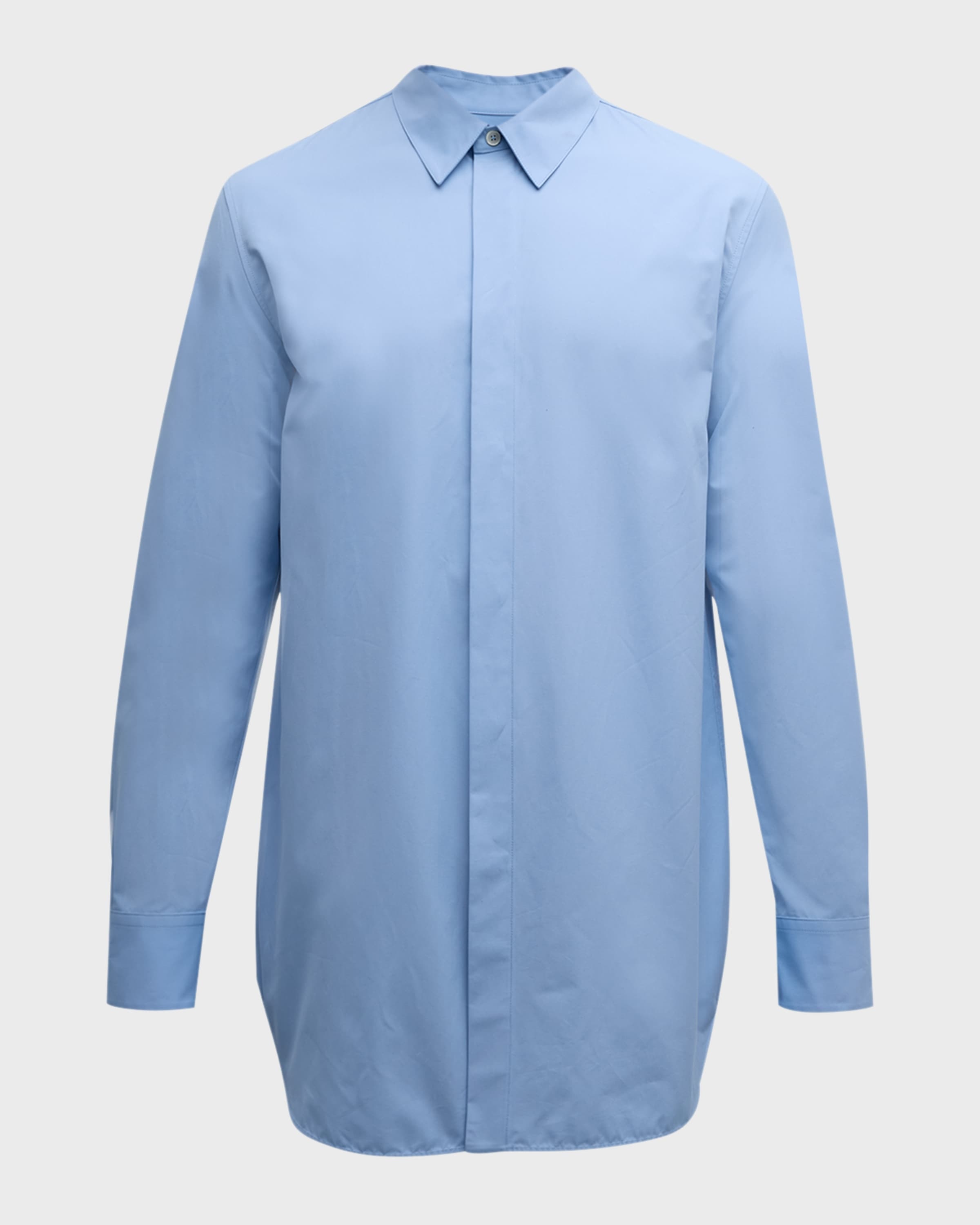 Men's Long Button-Down Solid Shirt - 1