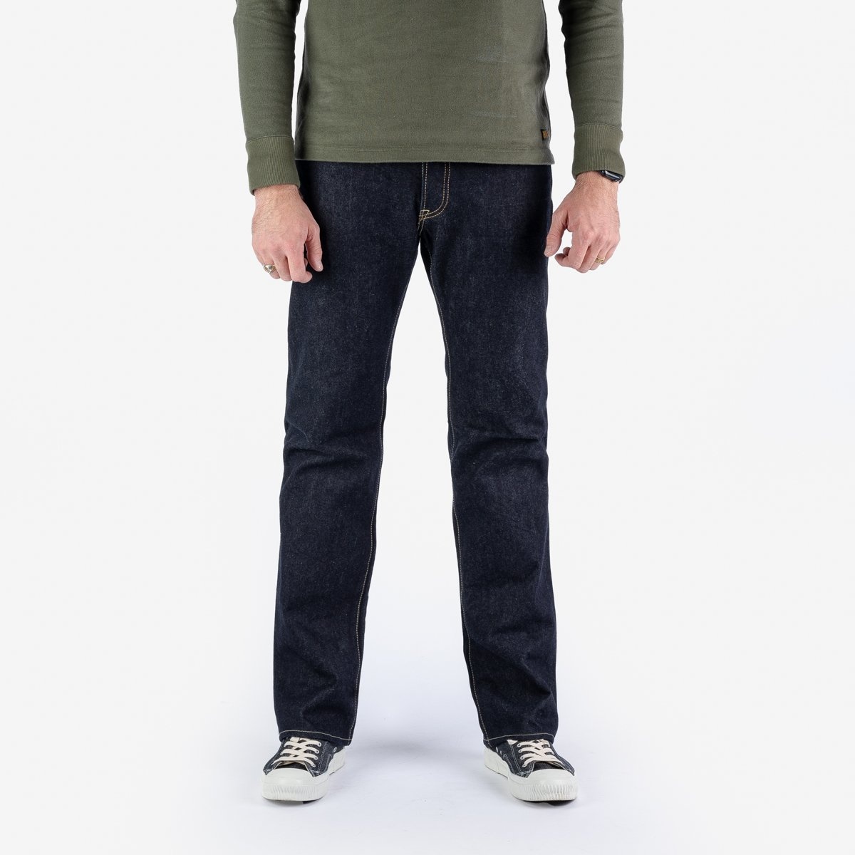 IHxSJF-634 14oz Iron Heart x SJF Selvedge Denim Straight Cut Jeans - Indigo - 3