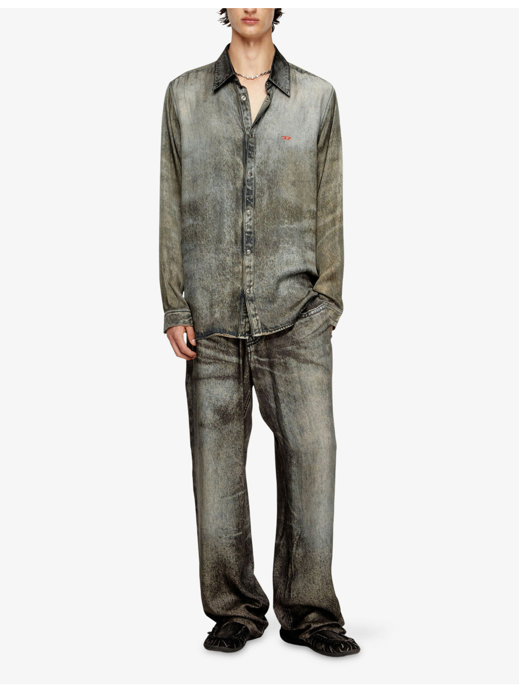 P-Theck-Lkct Denim-Print Straight-Leg Woven Trousers - 2