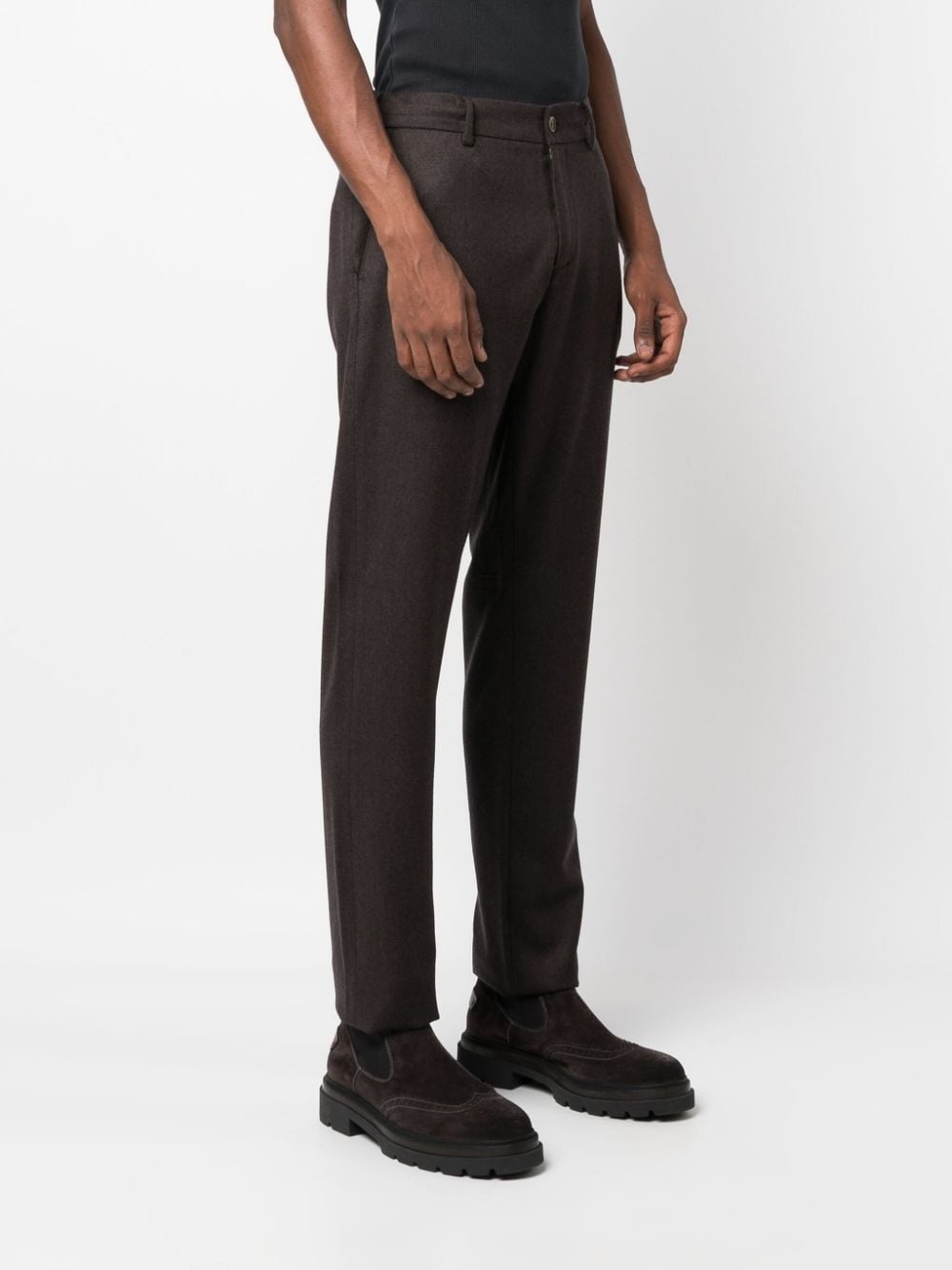 slim-cut wool chino trousers - 3