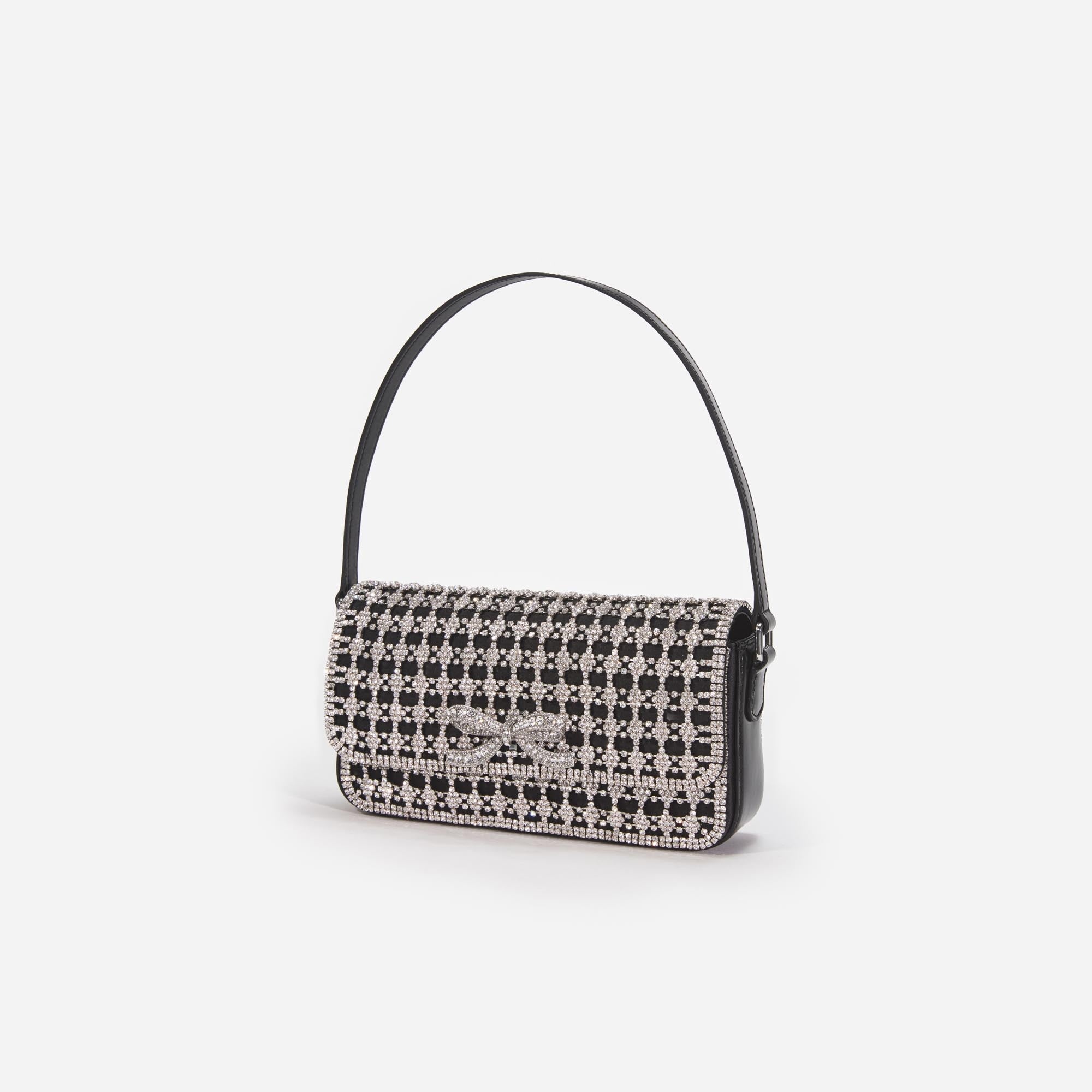 Black Crystal Baguette Bag - 2