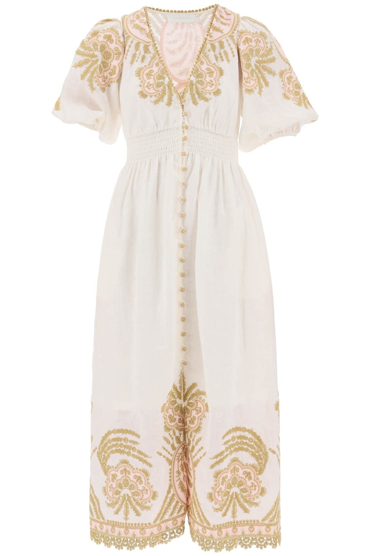 "WAVERLY EMBROIDERED LINEN DRESS" - 1